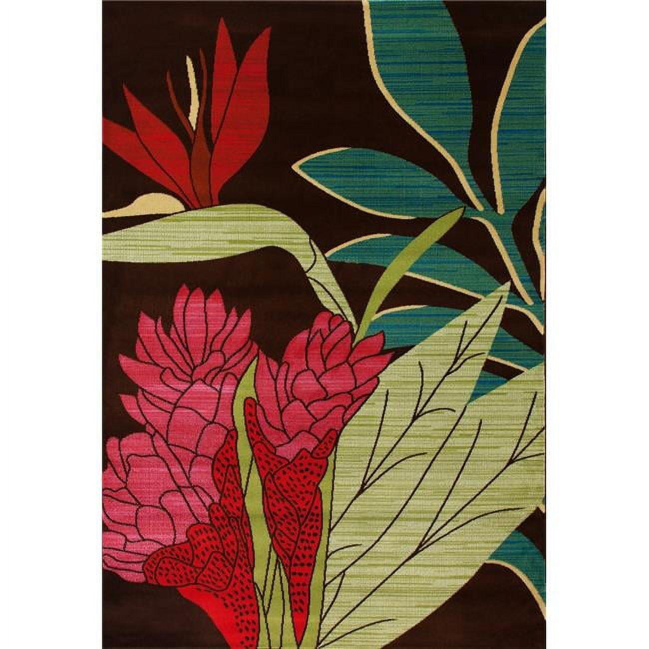 Antigua Collection Multicolor Floral Synthetic Area Rug, 4' x 6'