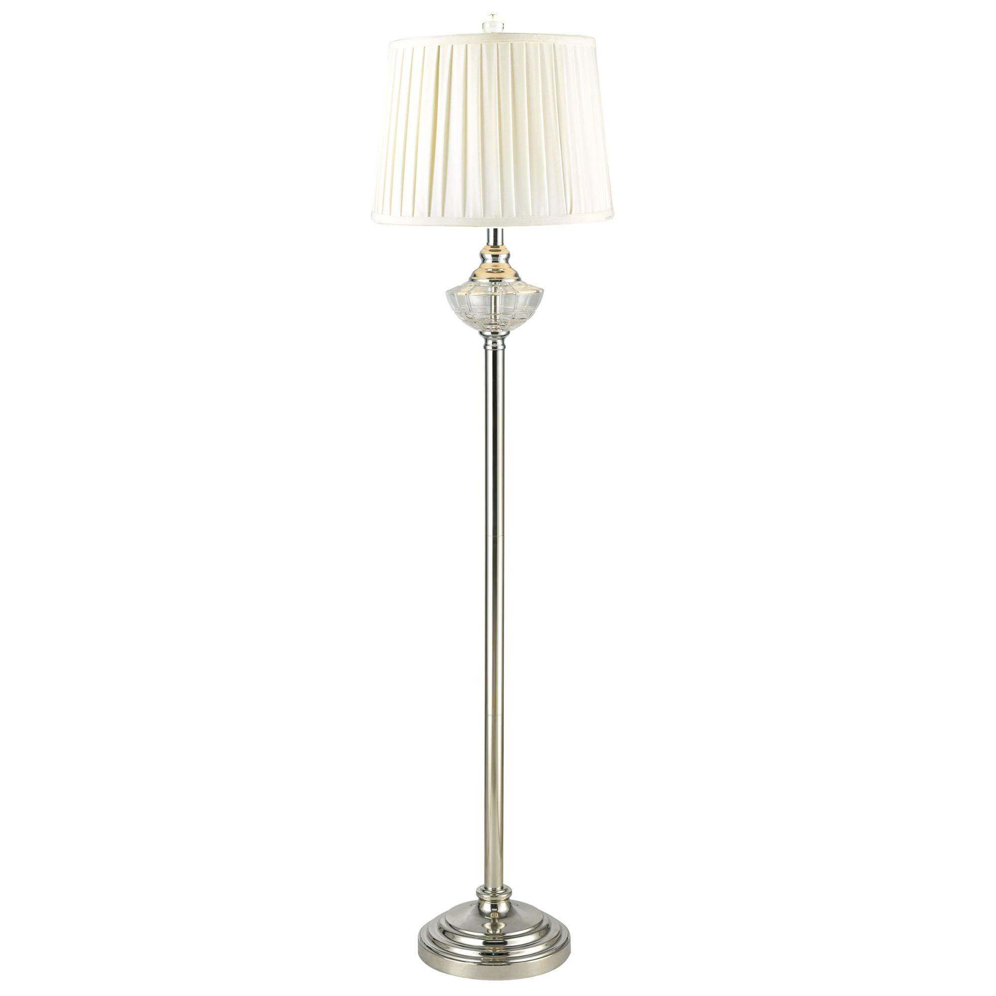 Contemporary Leyla 58" Silver Lead Crystal Floor Lamp with 3-Way Switch