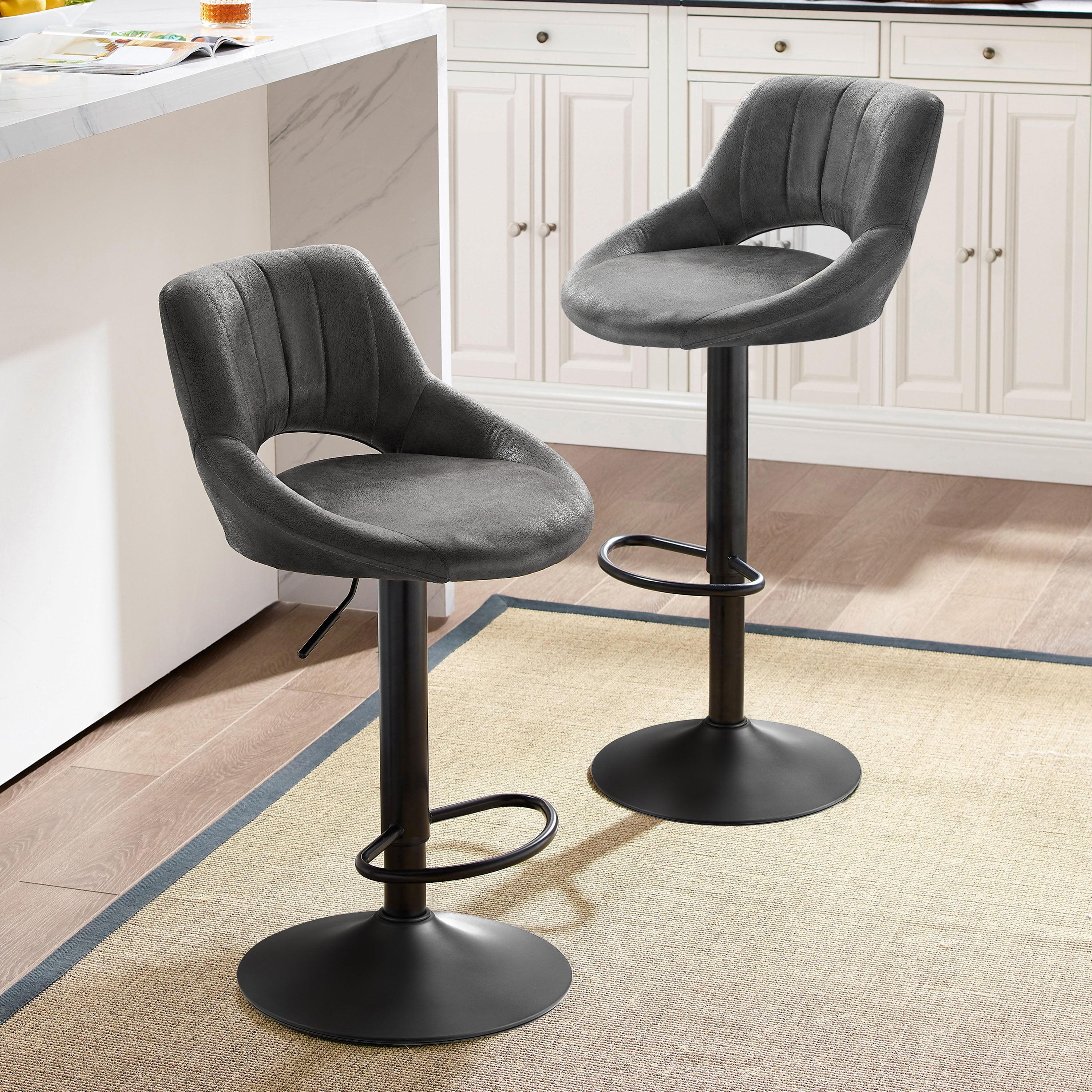 17 Stories Jaiven Swivel Upholstered Adjustable Height Counter Stool with Metal Frame (Set of 2)