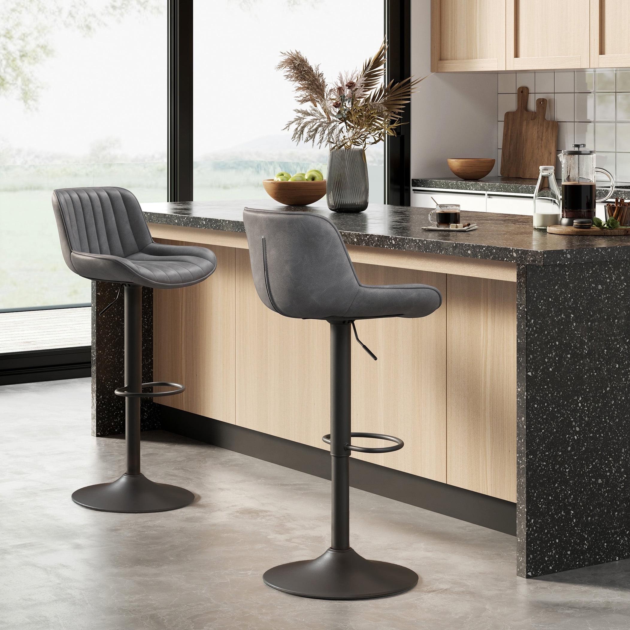 17 Stories Jaiven Swivel Upholstered Adjustable Height Counter Stool with Metal Frame (Set of 2)