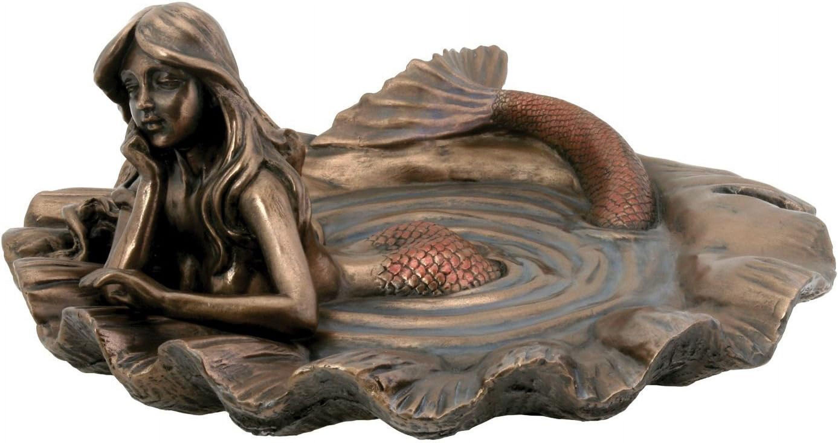 Hand-Painted Resin Art Nouveau Mermaid Tray Statue