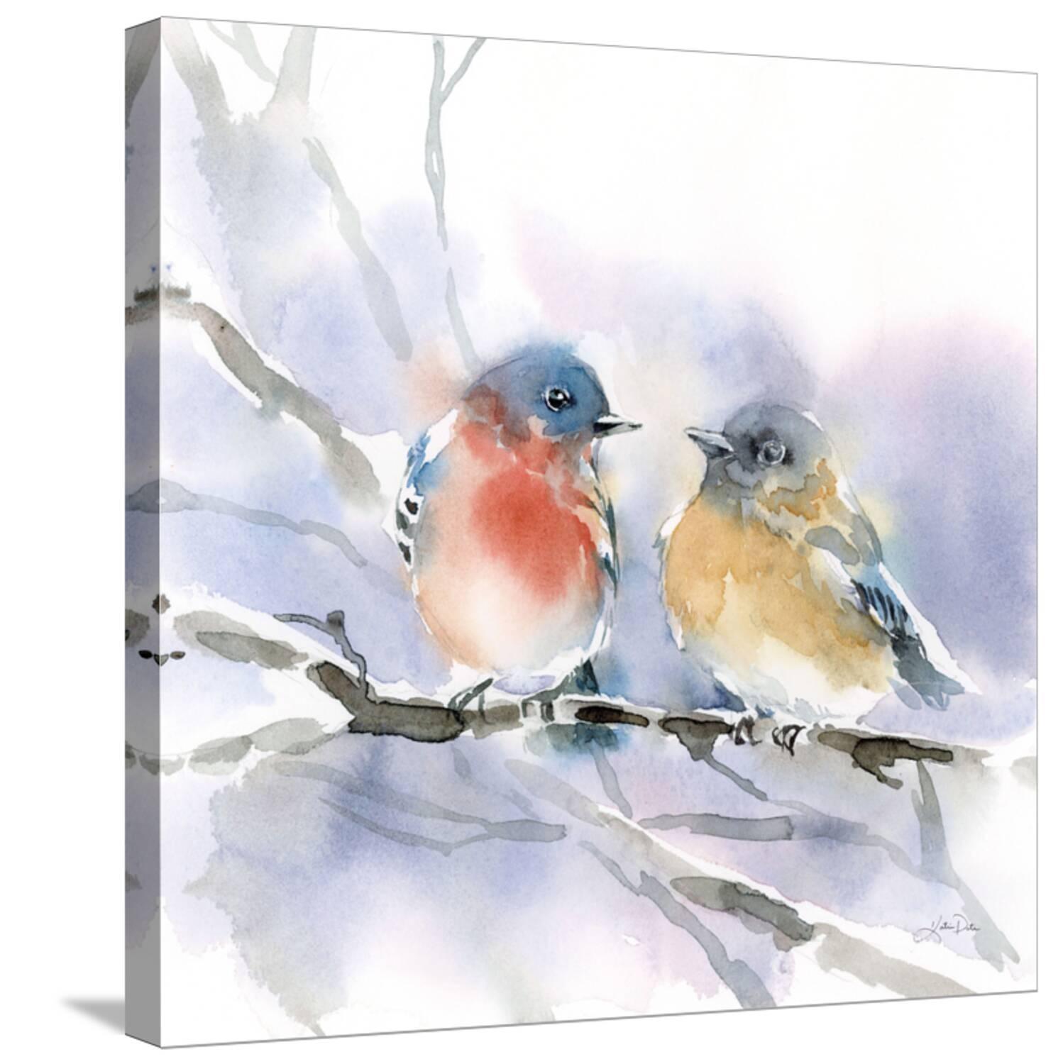 Art.com Bluebird Pair Stretched Canvas Print Wall Art by Katrina Pete, 24" x 24"
