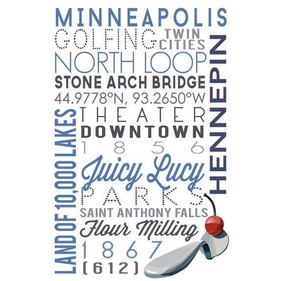 Art.com Minneapolis, Minnesota - Typography Art Print by Lantern Press, 16" x 24"