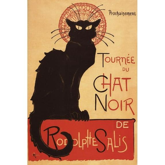 Art.com Montmarte, France - Chat Noir Cabaret Troupe Black Cat Promo Poster Art Print by Lantern Press, 12" x 18"