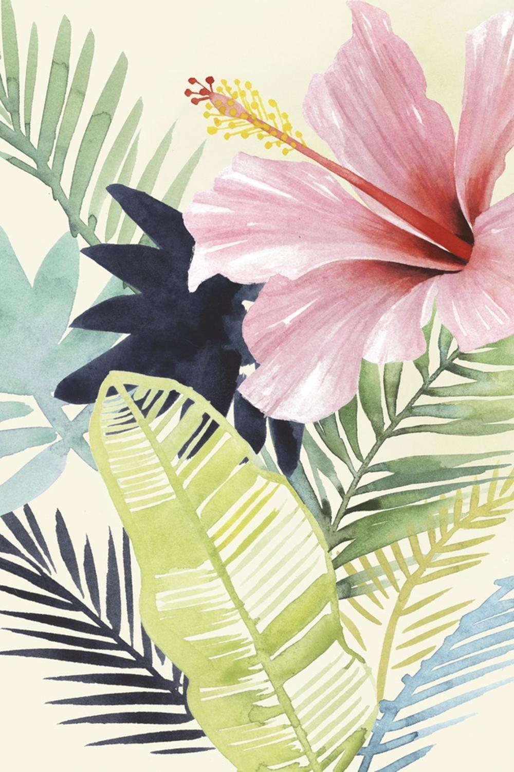 Tropical Floral Canvas Print for Kids, 16" x 24", Framed