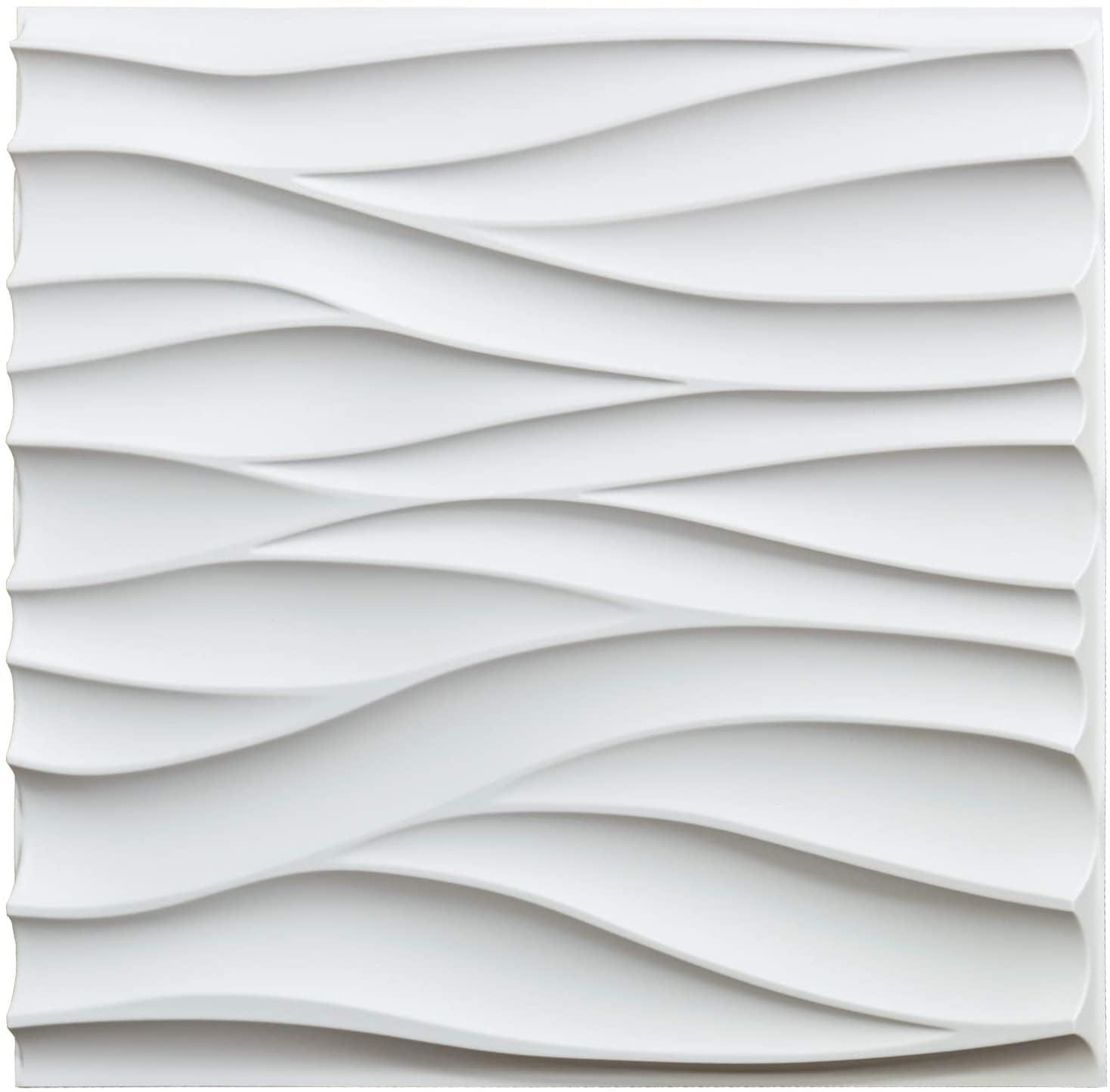 Wave Design White PVC 3D Wall Panels 19.7" x 19.7"