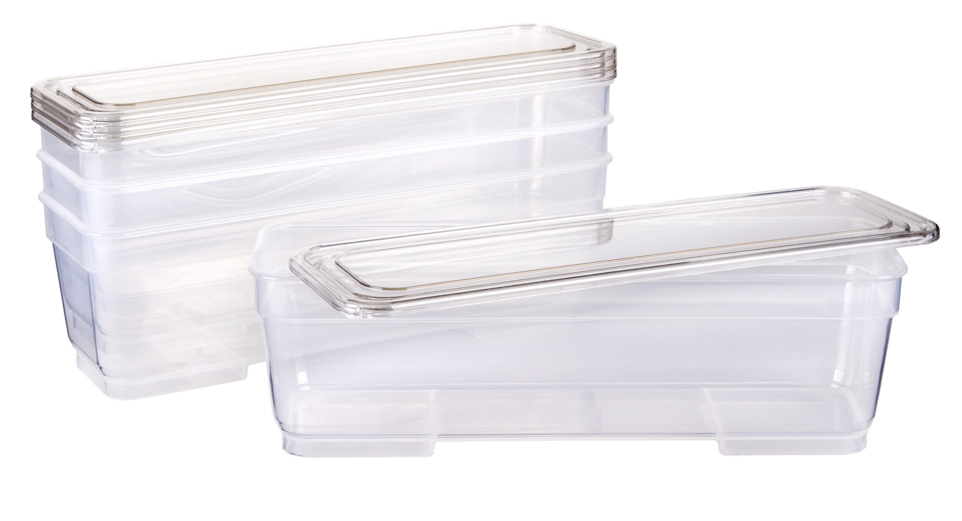 Clear Stackable Polypropylene Lidded Storage Bins, 4-Pack