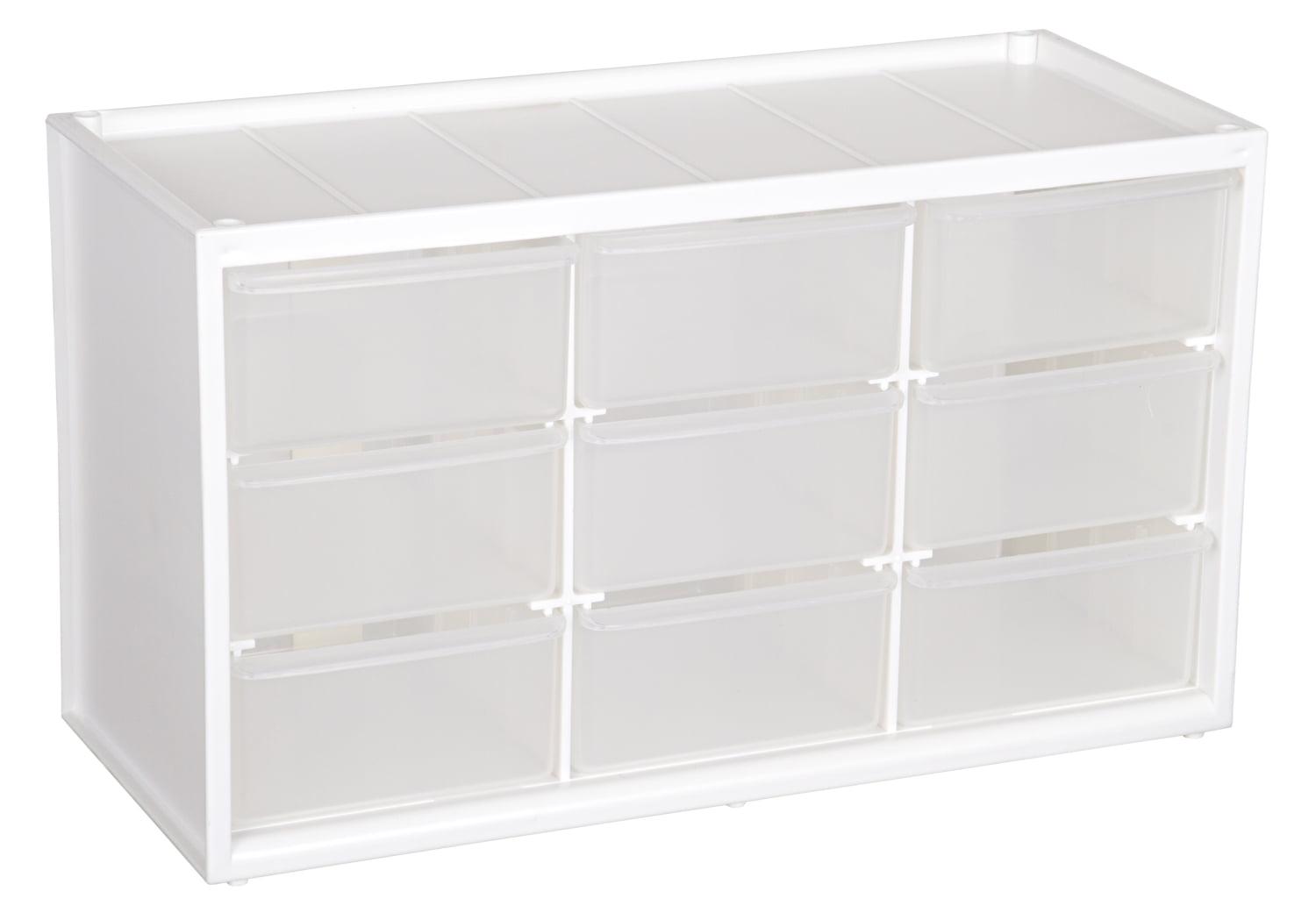 White Plastic 9-Drawer Wall-Mounted Storage Cabinet