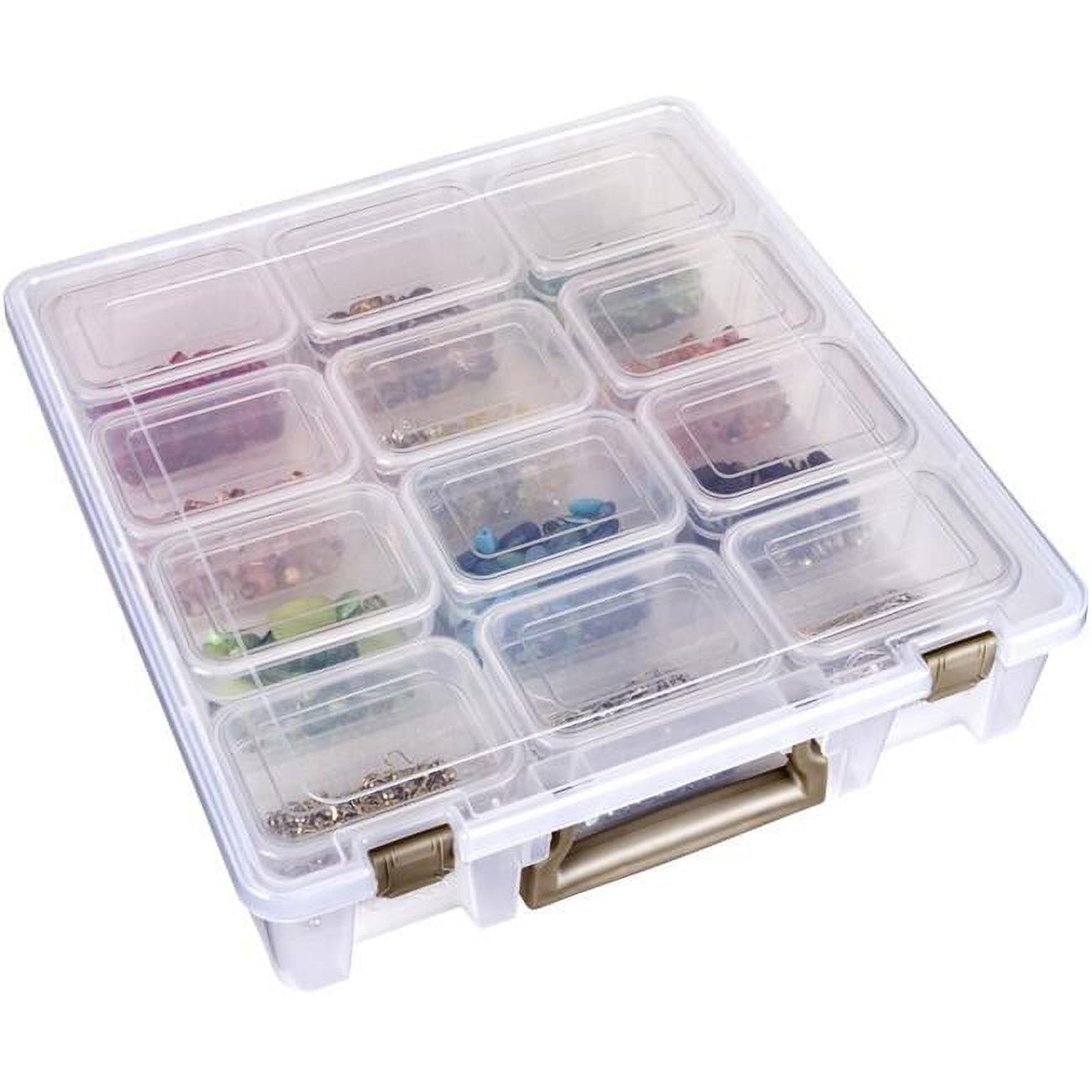 Clear Plastic Stackable Lidded Storage Box with 12 Bins