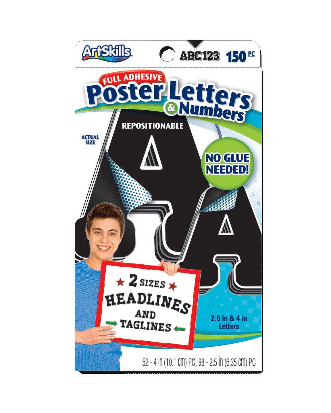 ArtSkills 2.5" and 4" Black and White Paper Letter and Number Stickers, 310Pc