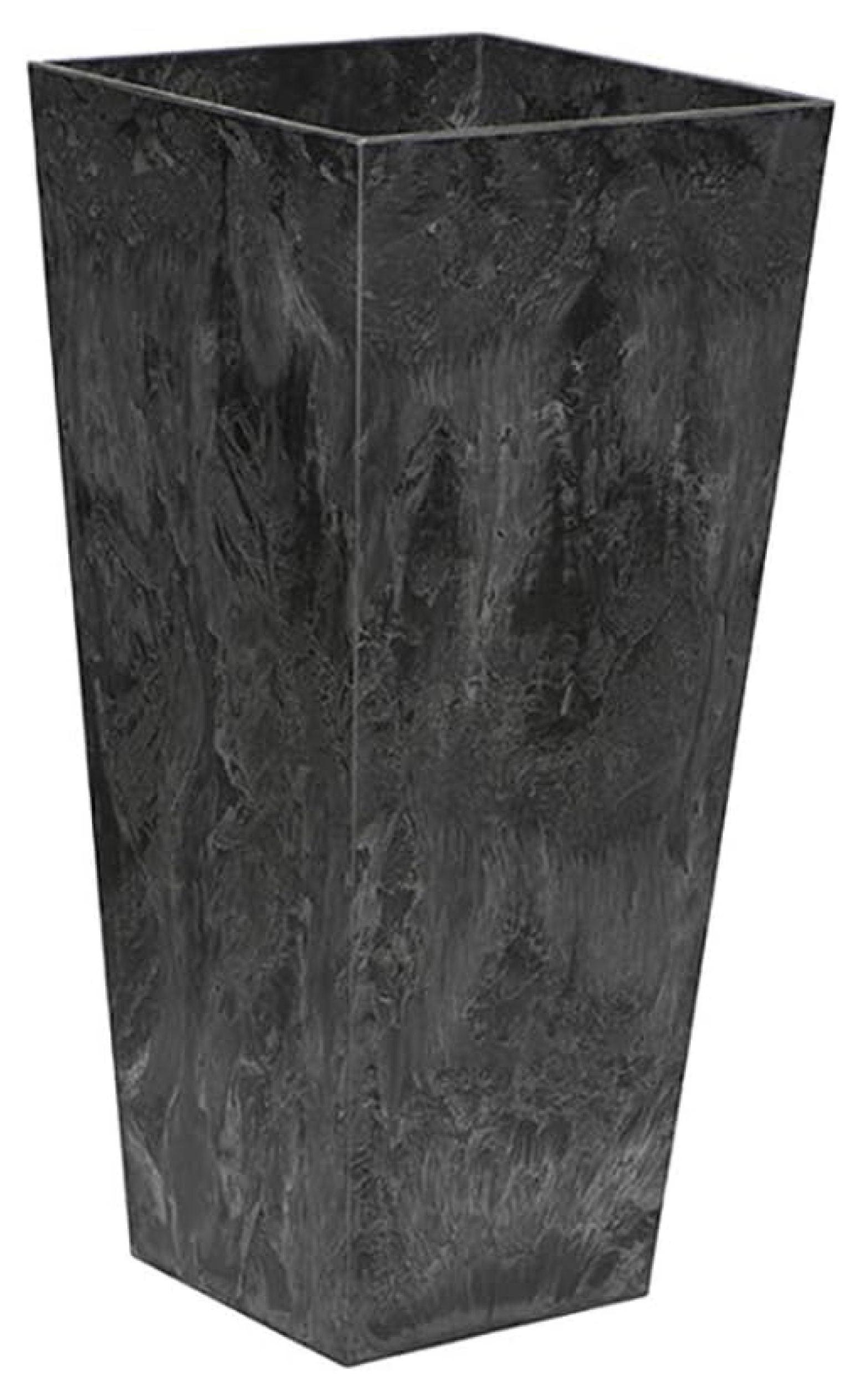 Novelty Ella Artstone Tall Square Plastic Resin Planter with Water Minder System, Black 27.5"