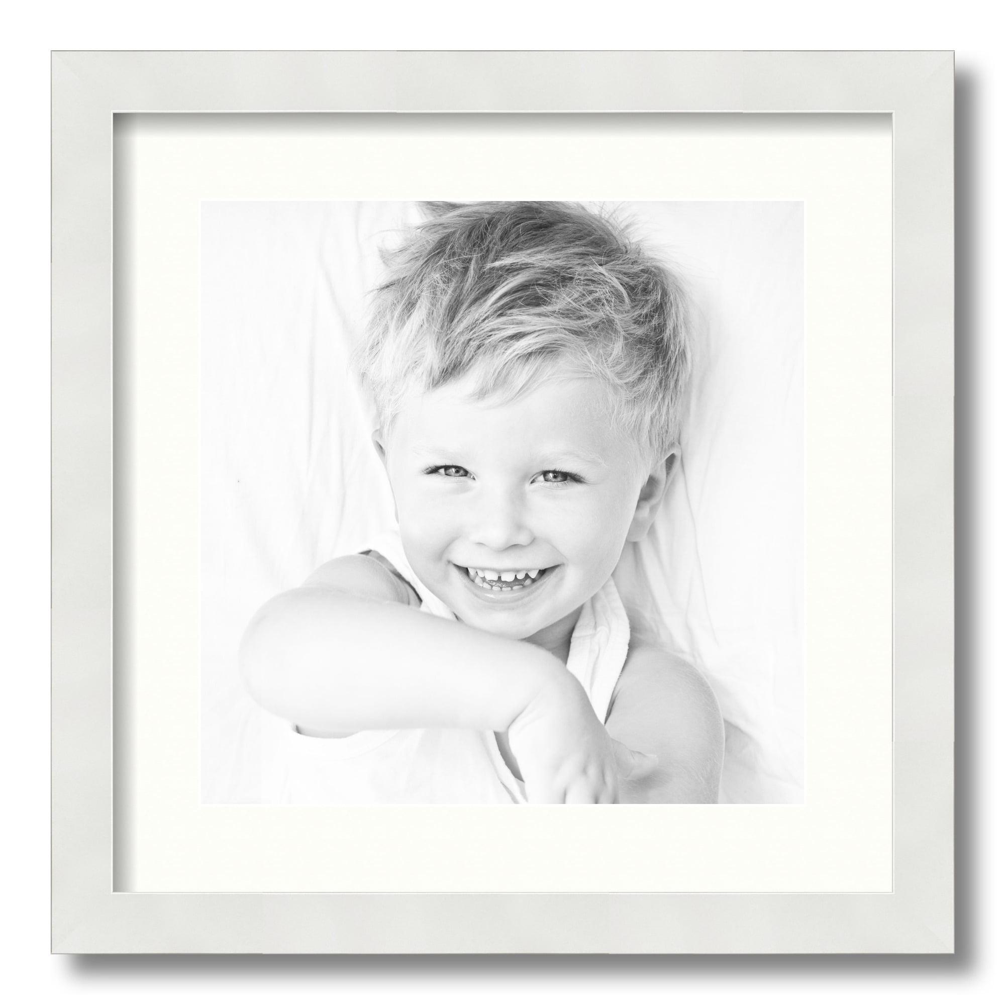 White Wood Matte Picture Frame with Mat