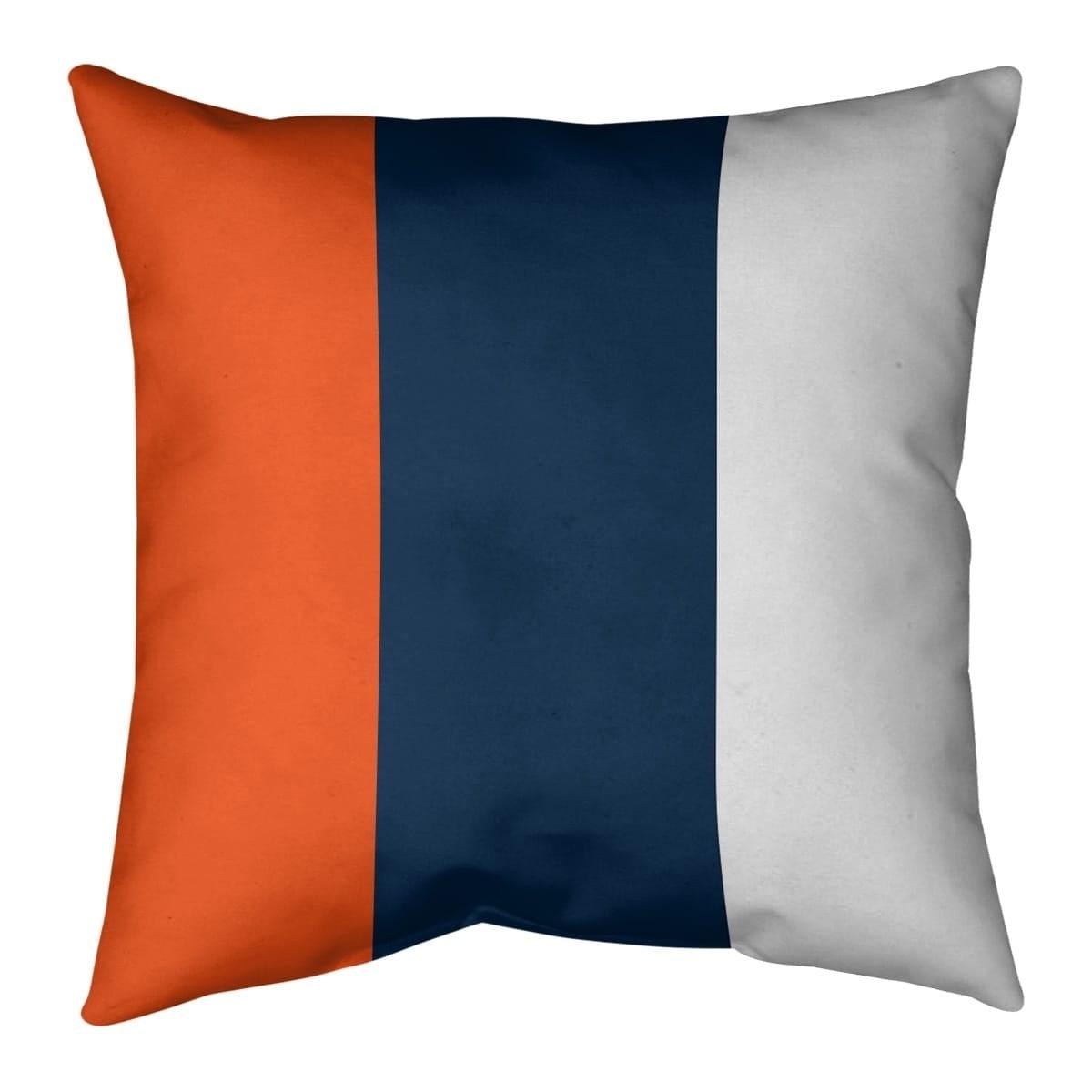 18" Square Orange, Navy Blue, and White Striped Throw Pillow