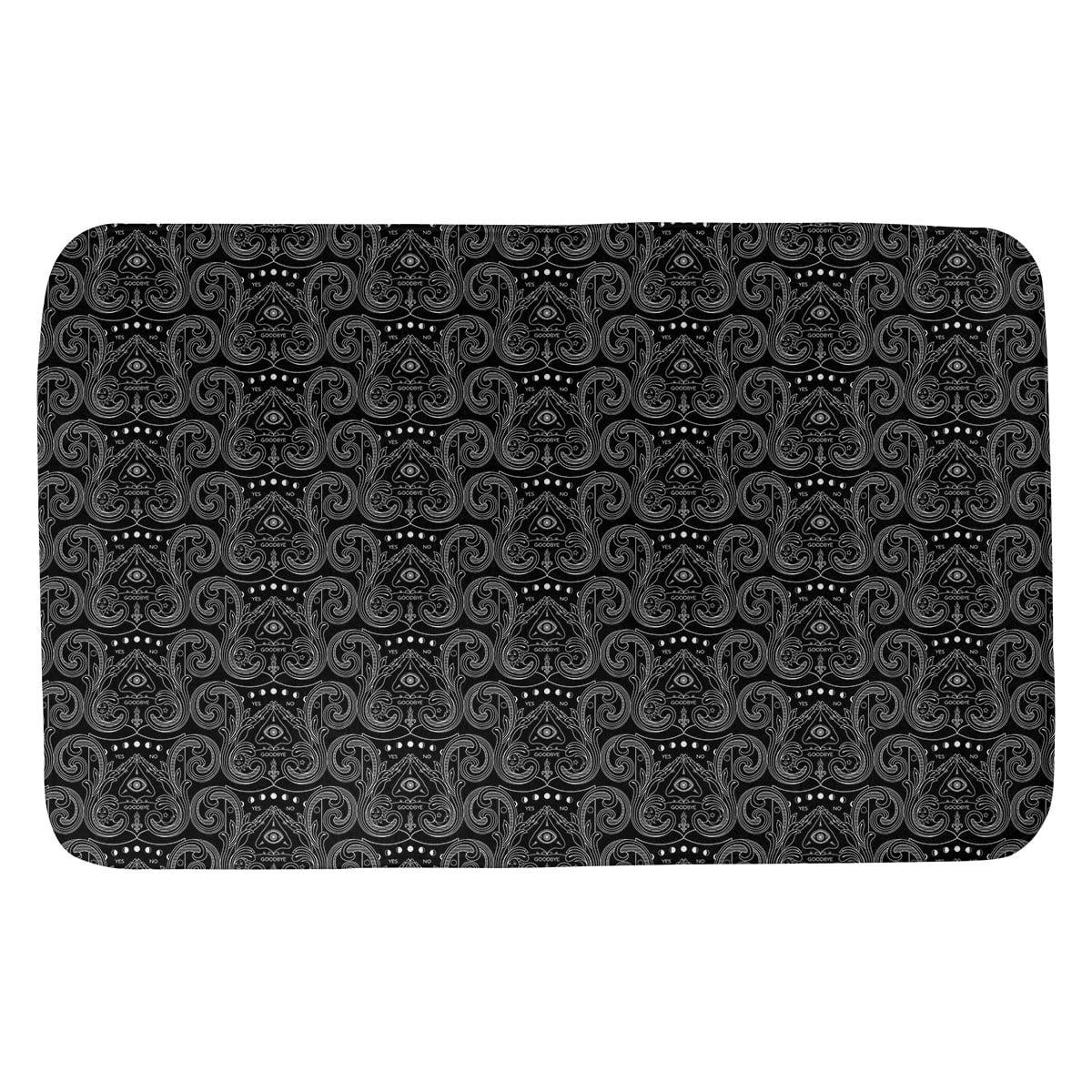 Black and White Third Eye Pattern Microfiber Bath Mat