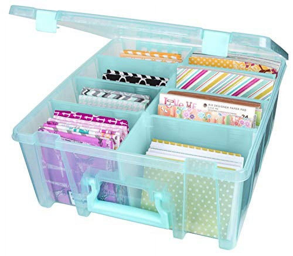 Aqua Mist Stackable Fabric Craft Storage Box with Lid