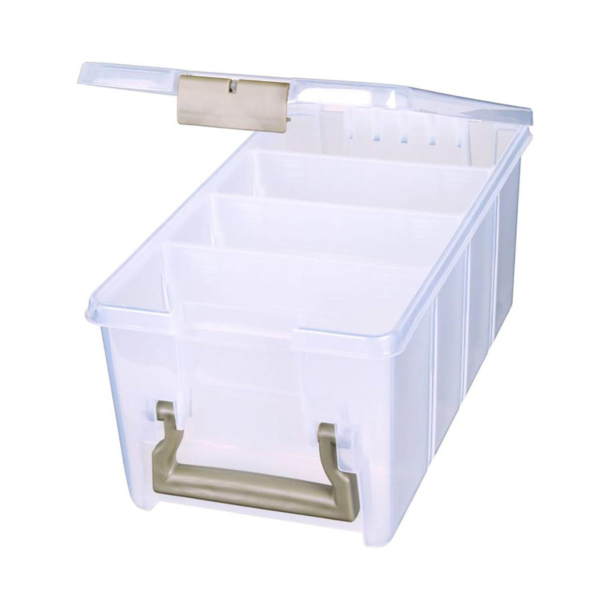 Clear Plastic Stackable Lidded Storage Box with Dividers