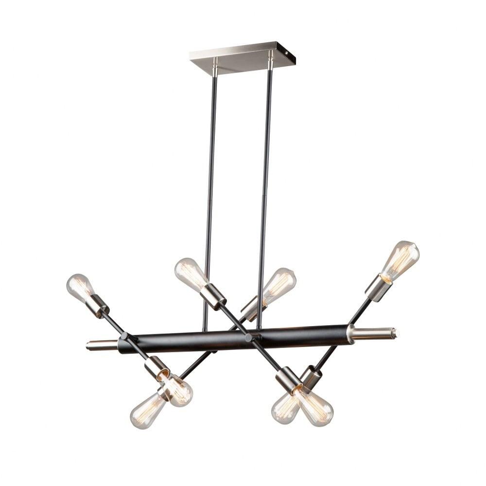 Truro Black & Brushed Nickel 8-Light Linear Island Chandelier