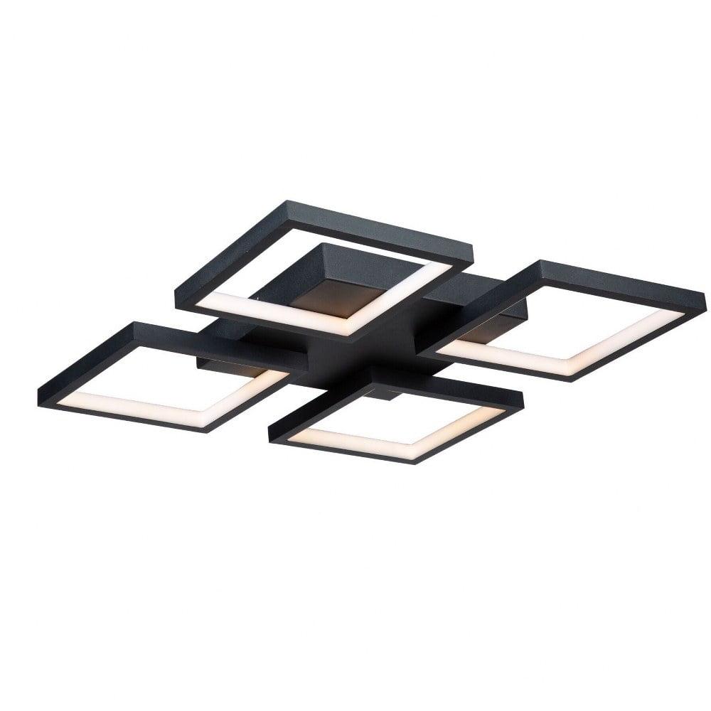 Matte Black Modern Linear LED Flush Mount Light