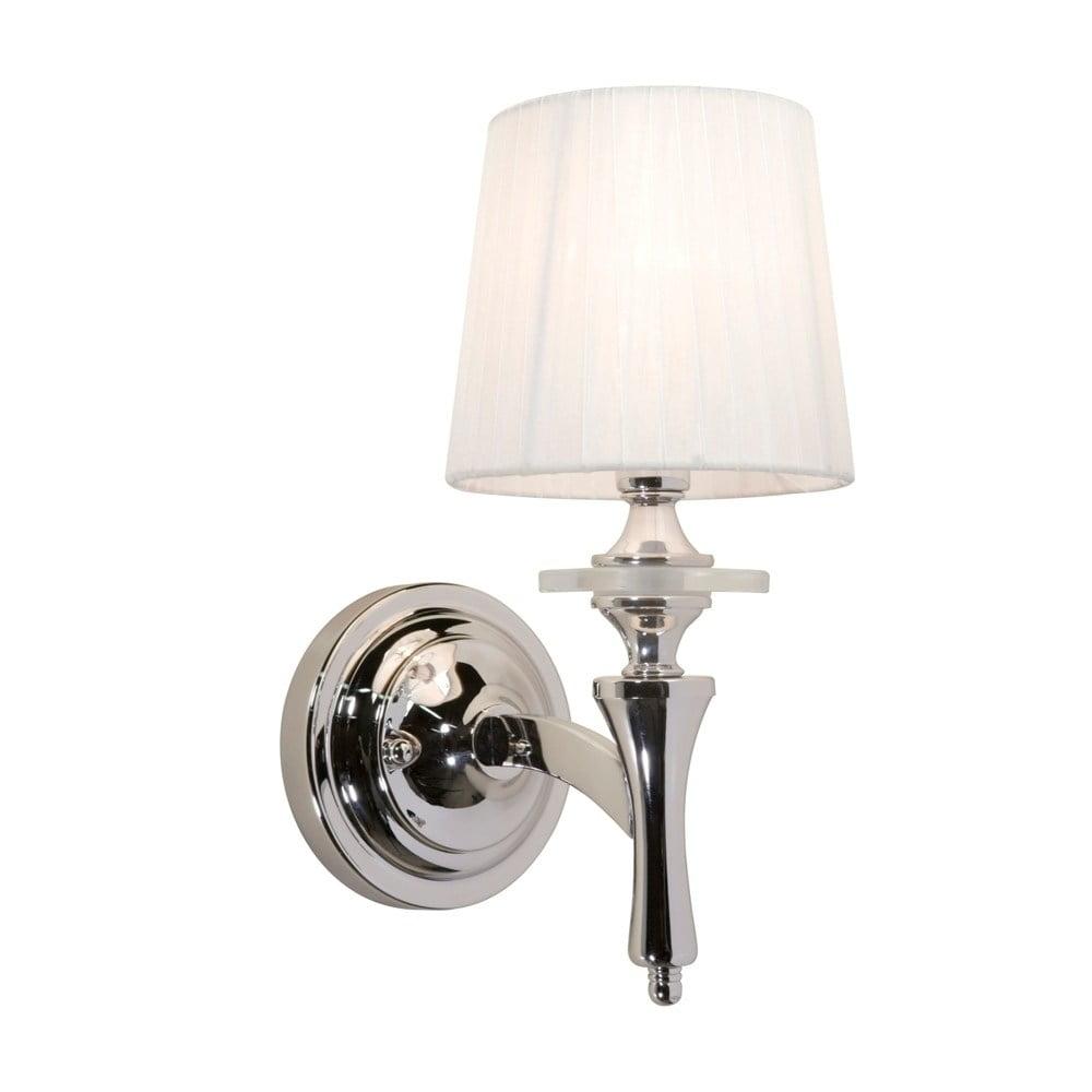 Chrome 1-Light Wall Sconce with White Silk Shade