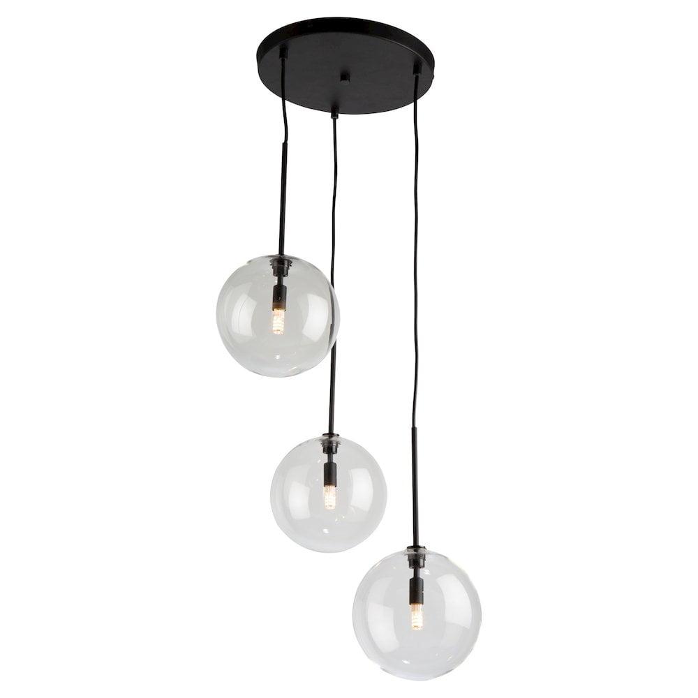 Black Globe 3-Light LED Pendant with Clear Glass Shades