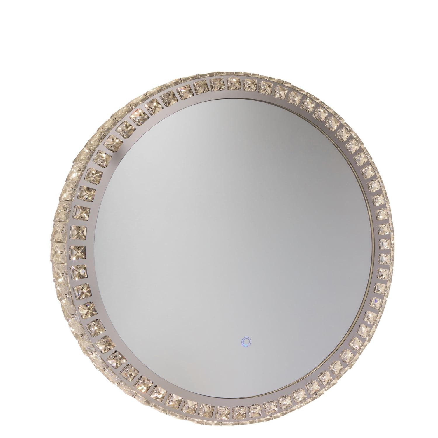 24" Gold Round LED Mirror with Crystal Frame