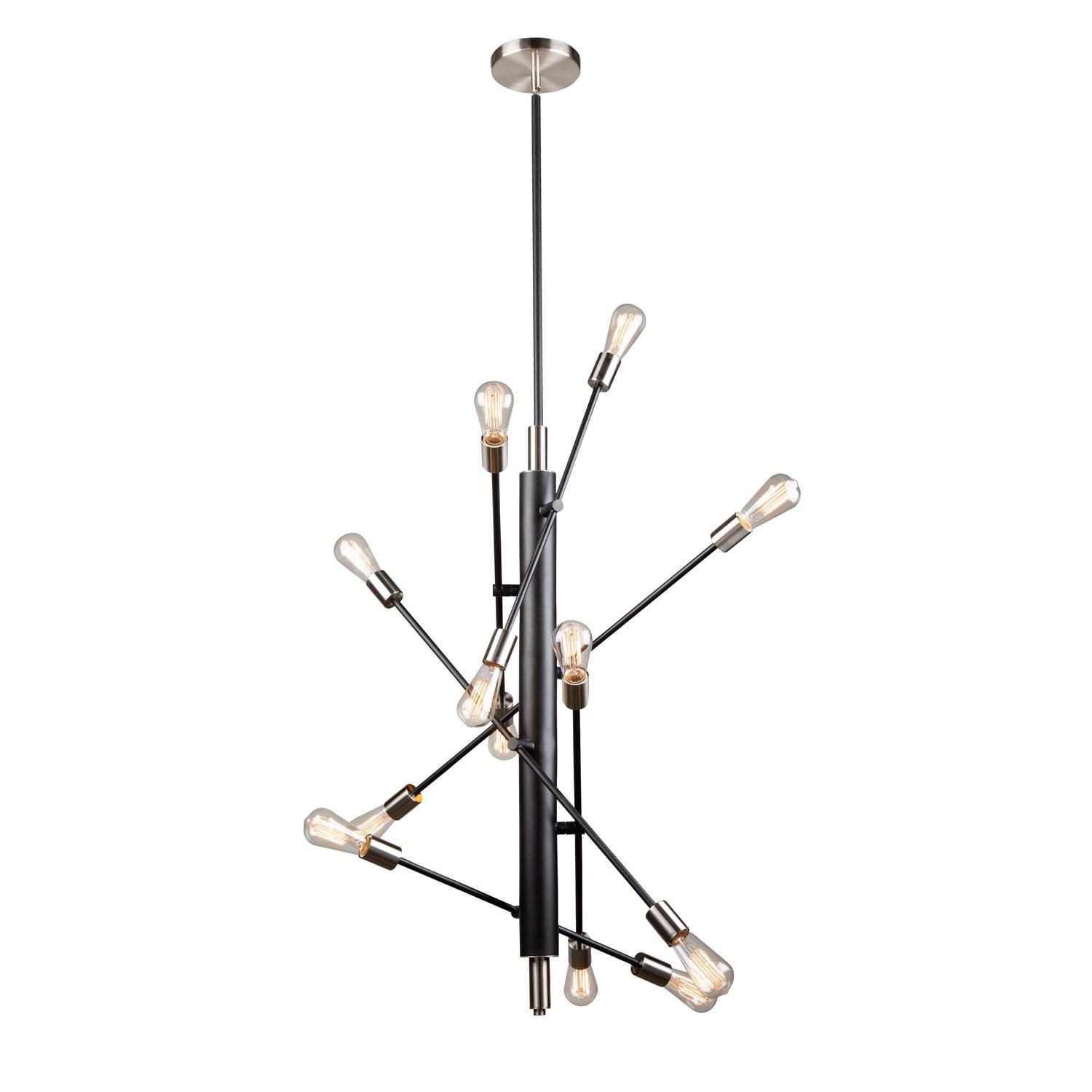 Truro 12-Light Black and Brushed Nickel Linear Sputnik Chandelier