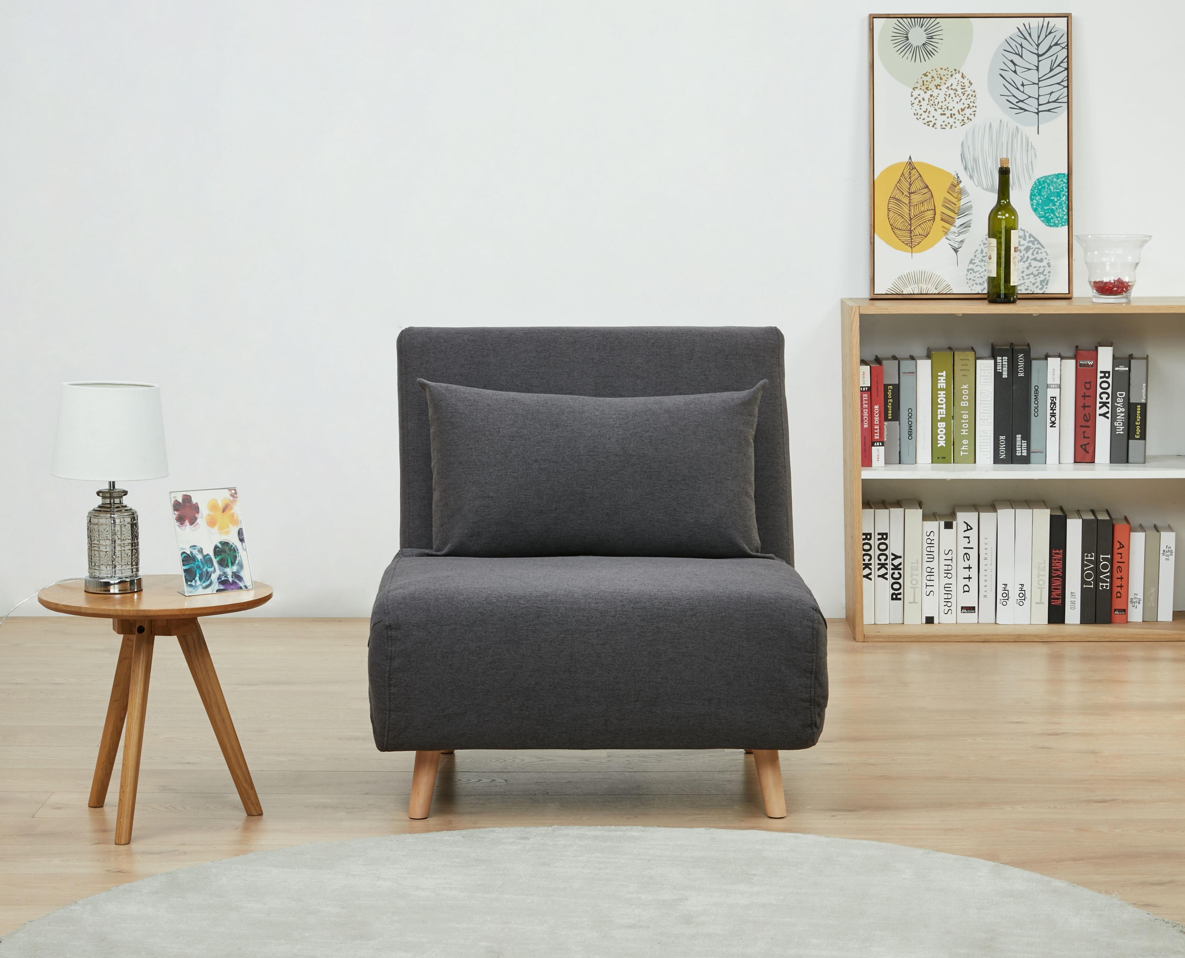A&D Home Tustin Polyester Convertible Futon Chair, Charcoal