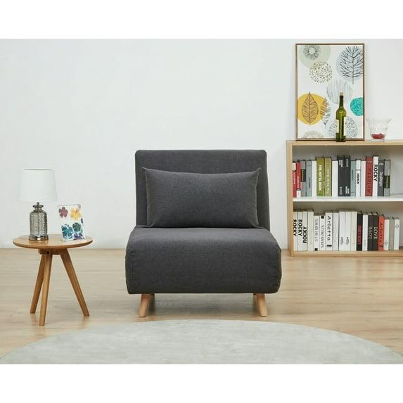 A&D Home Tustin Polyester Convertible Futon Chair, Charcoal