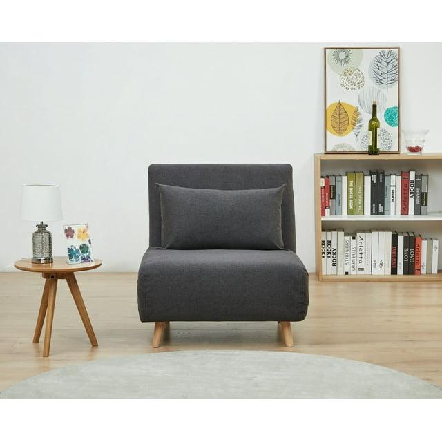 A&D Home Tustin Polyester Convertible Futon Chair, Charcoal