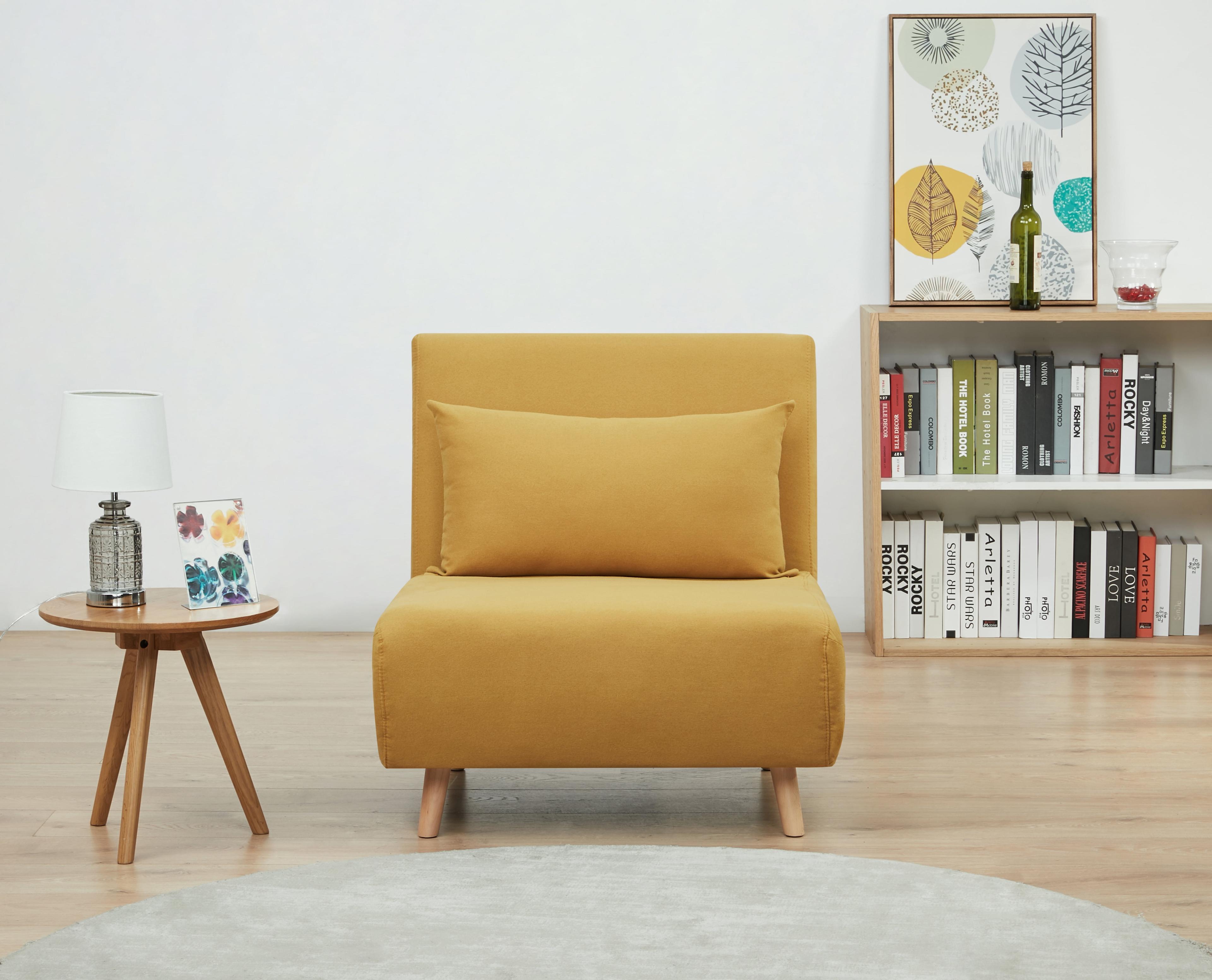 A&D Home Tustin Polyester Convertible Futon Chair, Yellow