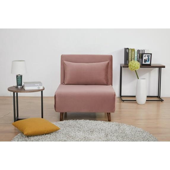 Artdeco Home Tustin Polyester Convertible Chair, Velvet Pink Blush