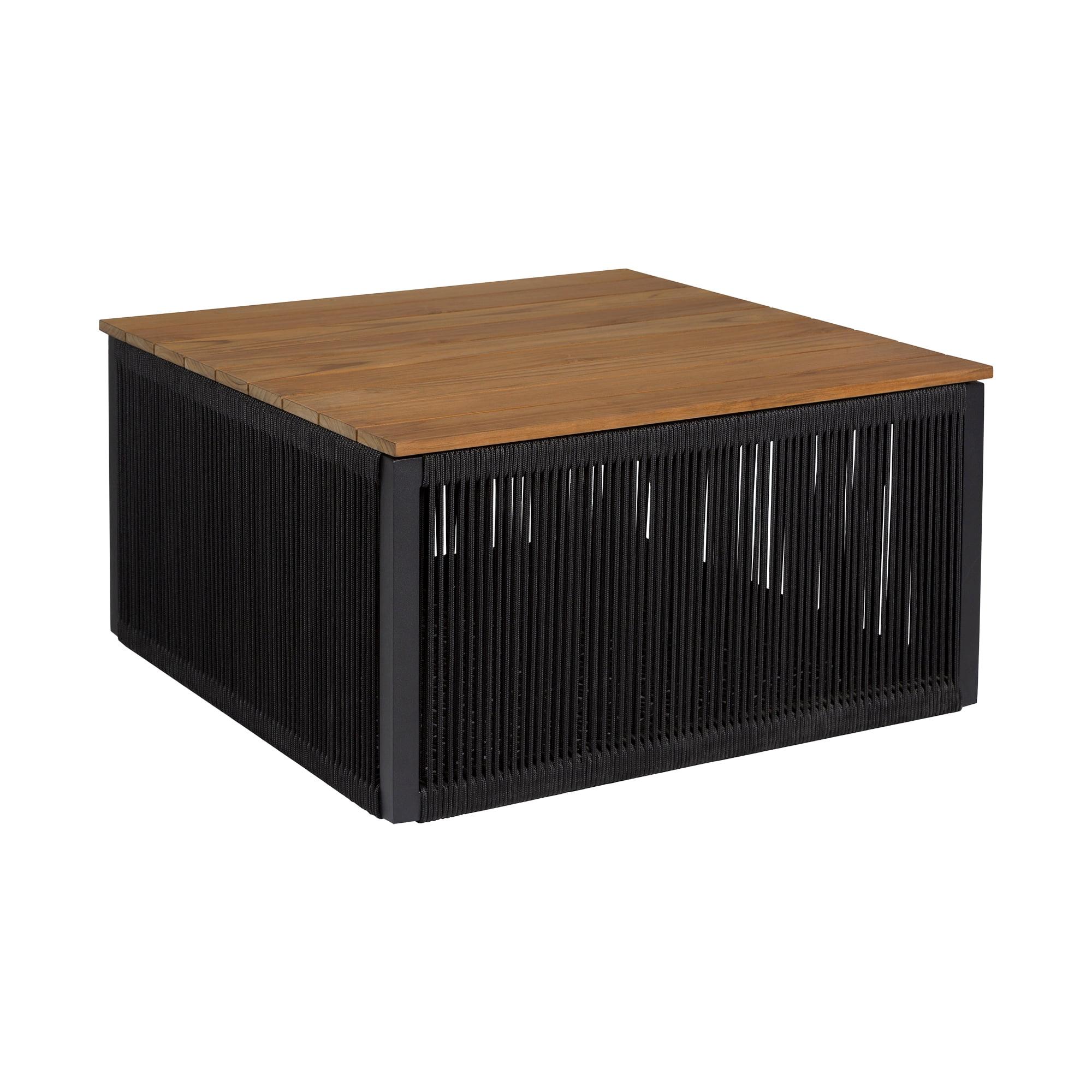 Artesia Teak Wood and Black Rope Outdoor Coffee Table