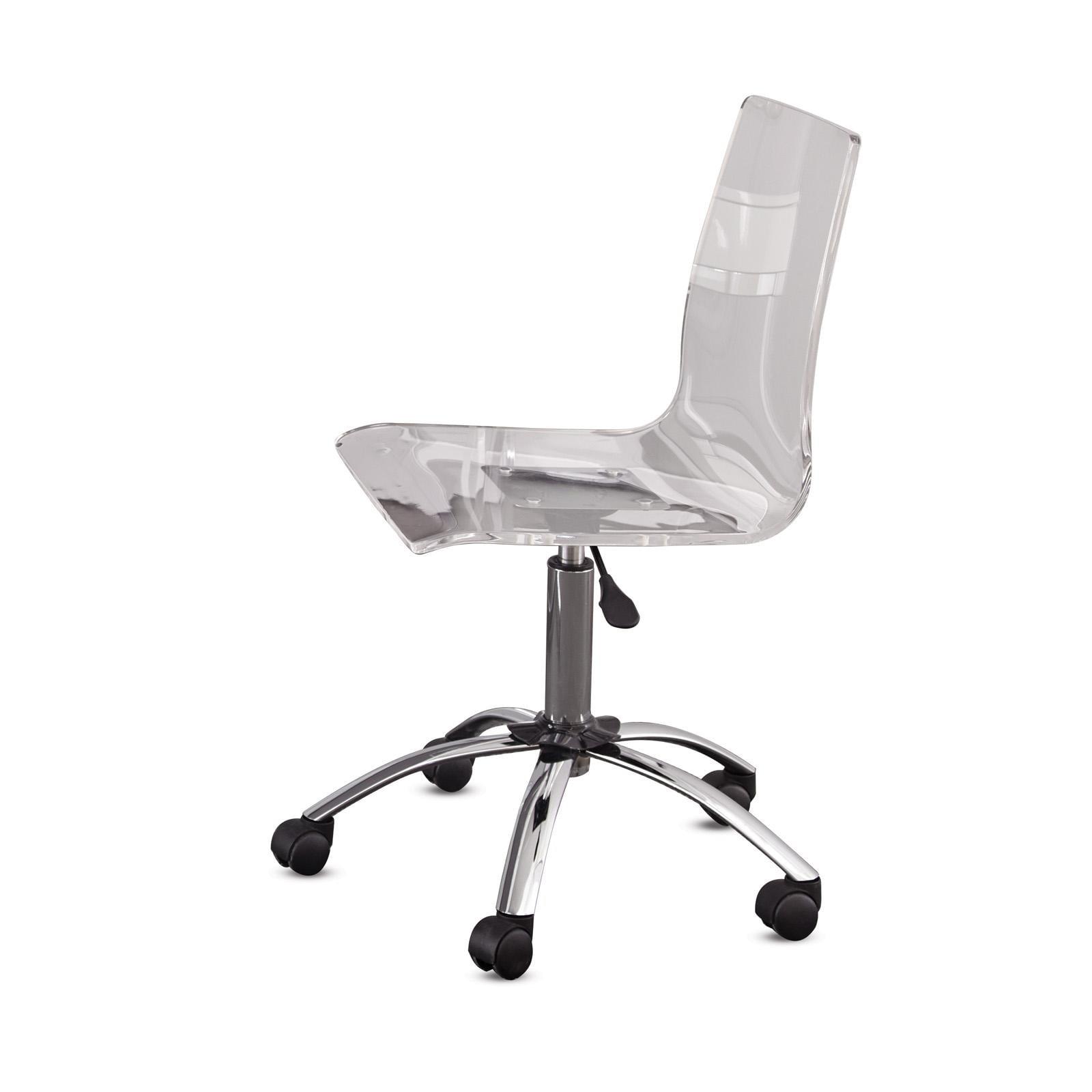 Contemporary Clear Acrylic 24" Swivel Desk Chair with Chrome Base