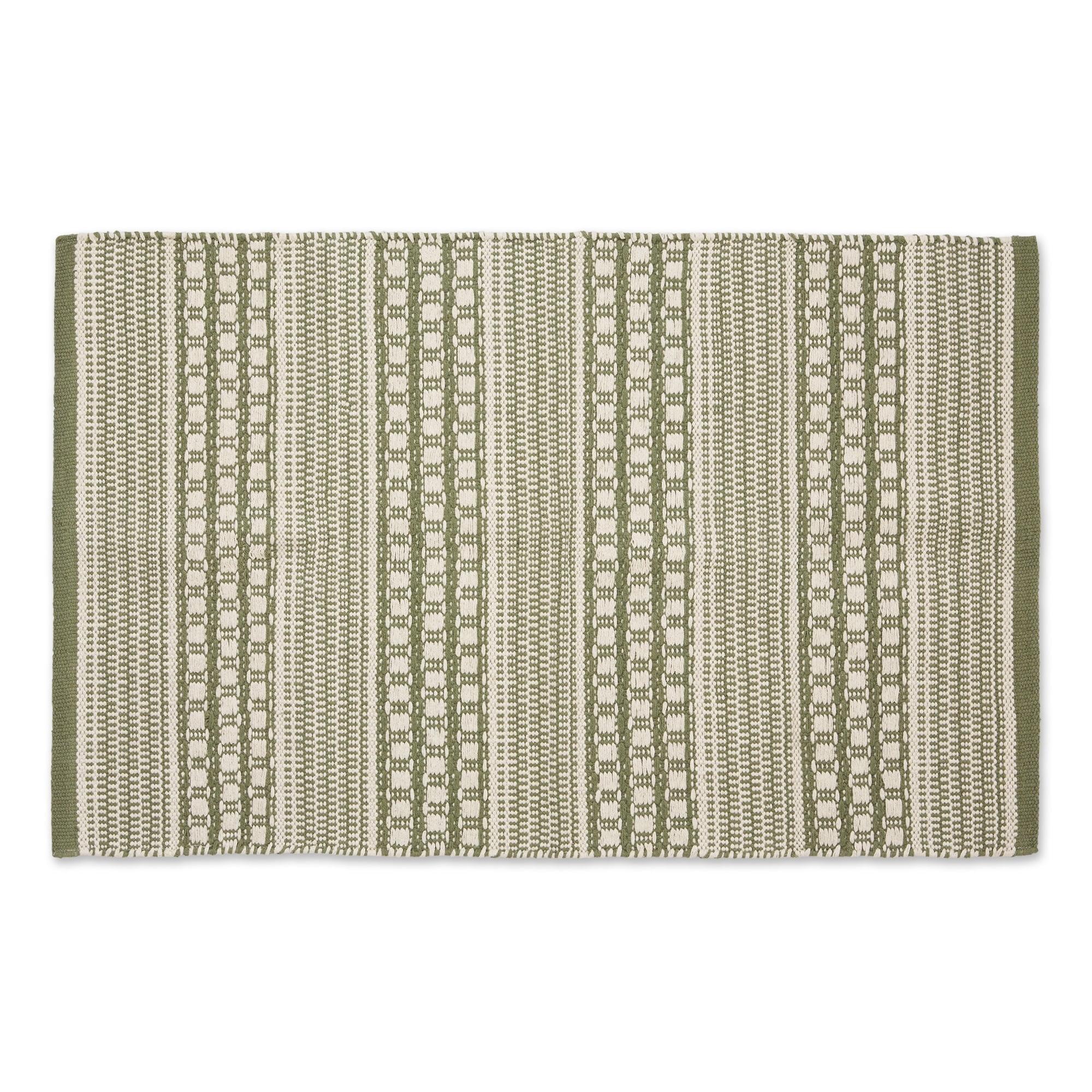 2 x 3 ft. Hand-Loomed Rug, Artichoke Green Dobby Stripe