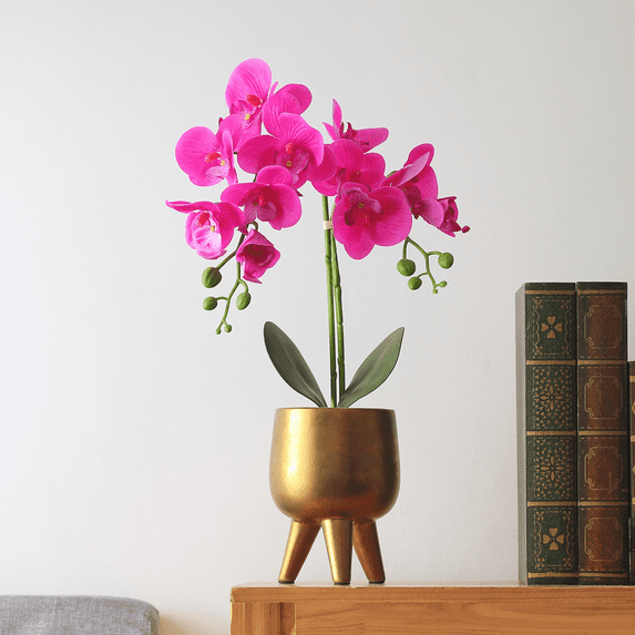 Forever Leaf Artificial Purple Orchid Plant for Decoration in Vase, Indoor Artificial Plant for Home Decor