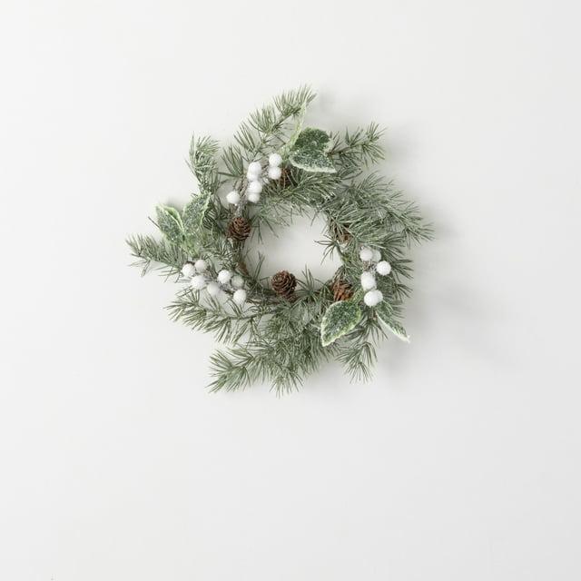 Artificial Pine Leaf And Berry Mini Accent Wreath Multicolor 11"H
