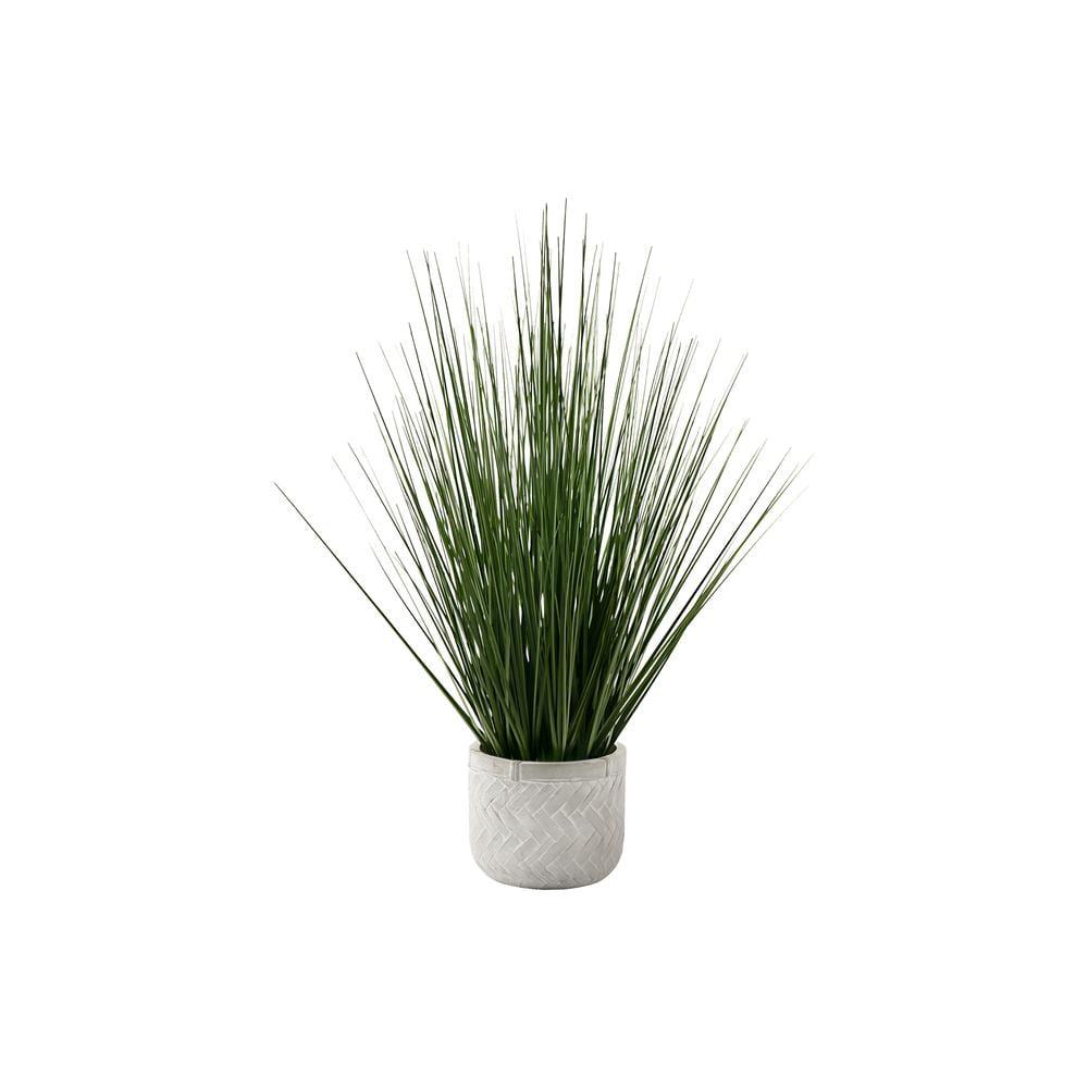 21'' Tall Artificial Green Grass in White Textured Pot