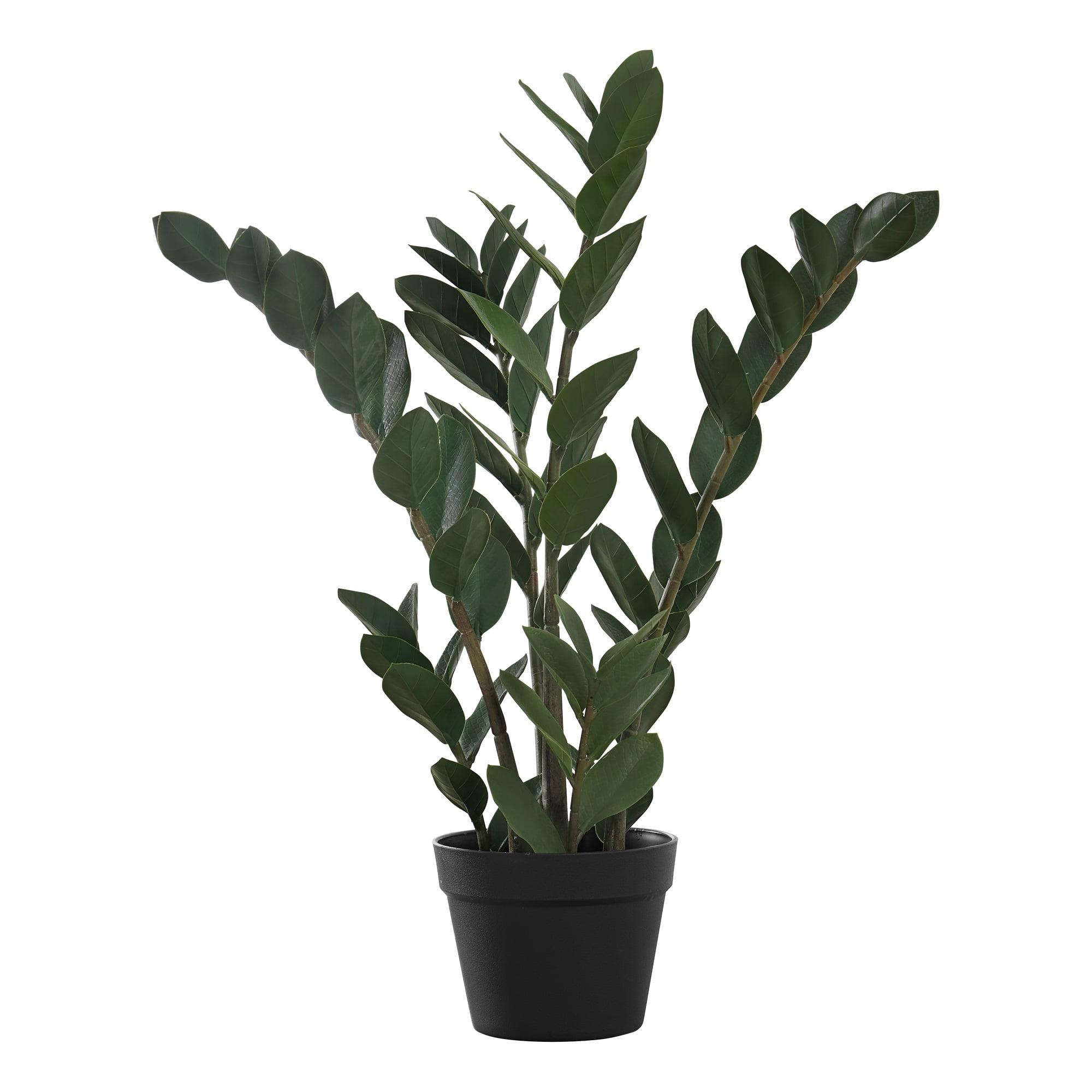 Monarch Specialties Artificial Plant 29 inch Tall Zz Tree Indoor Faux Fake Floor Greenery Potted Real Touch Decorative Green Leaves Black Pot