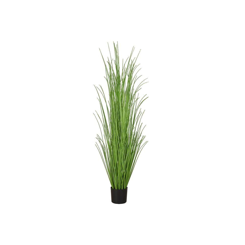 47" Tall Green Artificial Grass Floor Plant in Black Pot