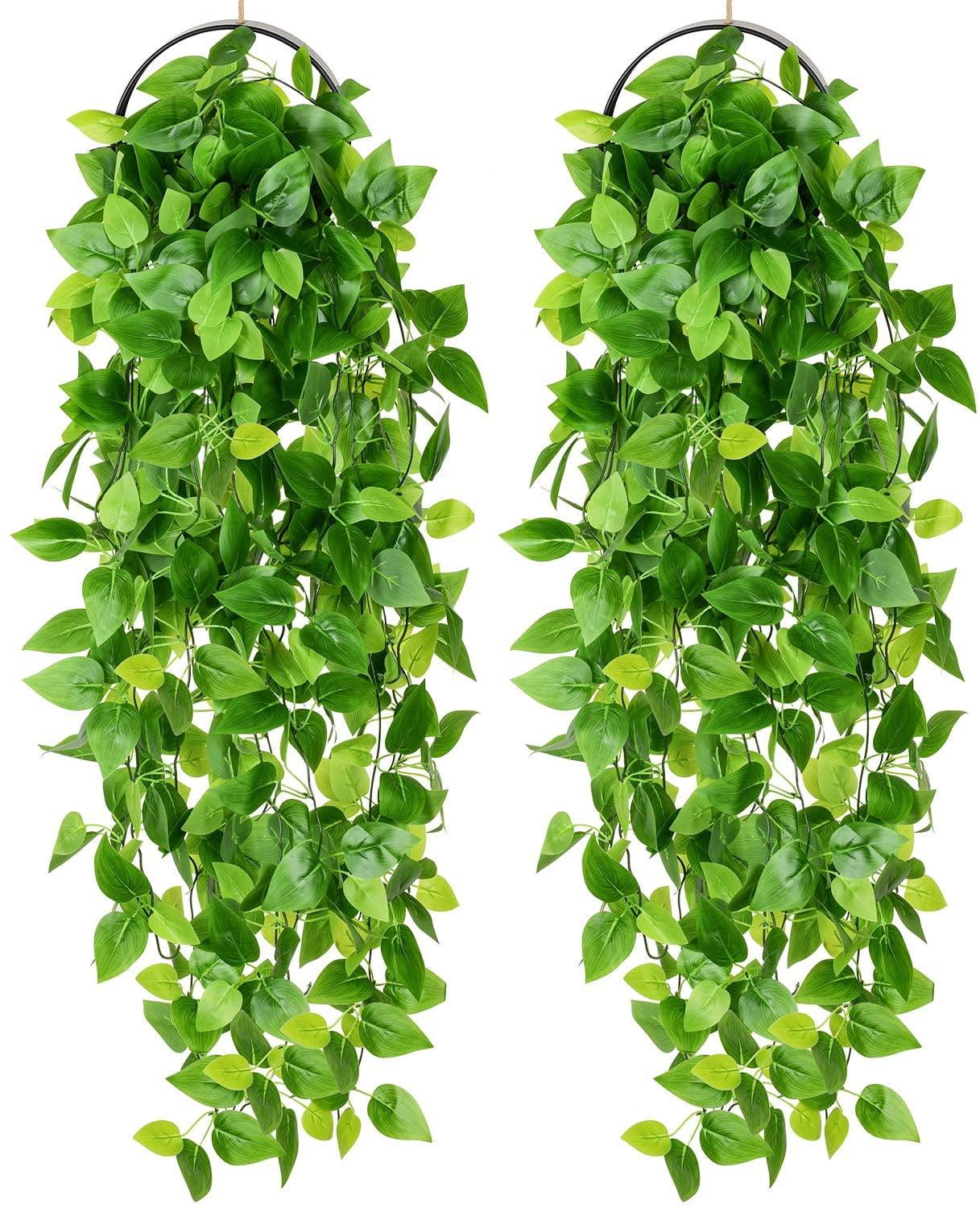 Ophelia & Co. Fake Hanging Plants Vines(2Pcs) Artificial Ivy Greenery Garlands For Home Bedroom Living Aesthetic Indoor,Outdoor Farmhouse Decorations(No Basket)