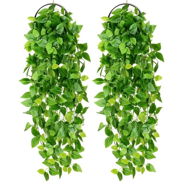Ophelia & Co. Fake Hanging Plants Vines(2Pcs) Artificial Ivy Greenery Garlands For Home Bedroom Living Aesthetic Indoor,Outdoor Farmhouse Decorations(No Basket)