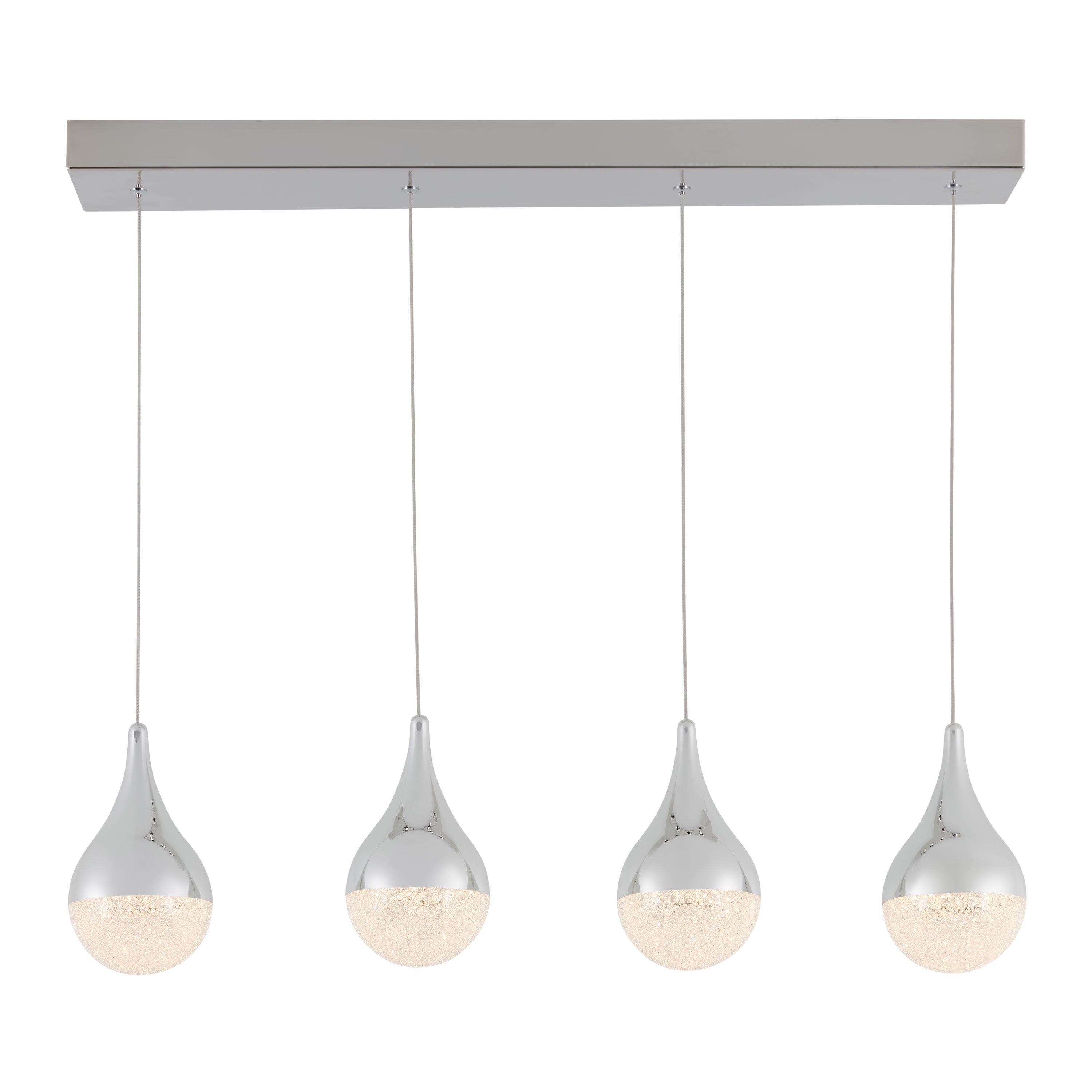 Chrome and Glass 4-Light LED Pendant Light Fixture