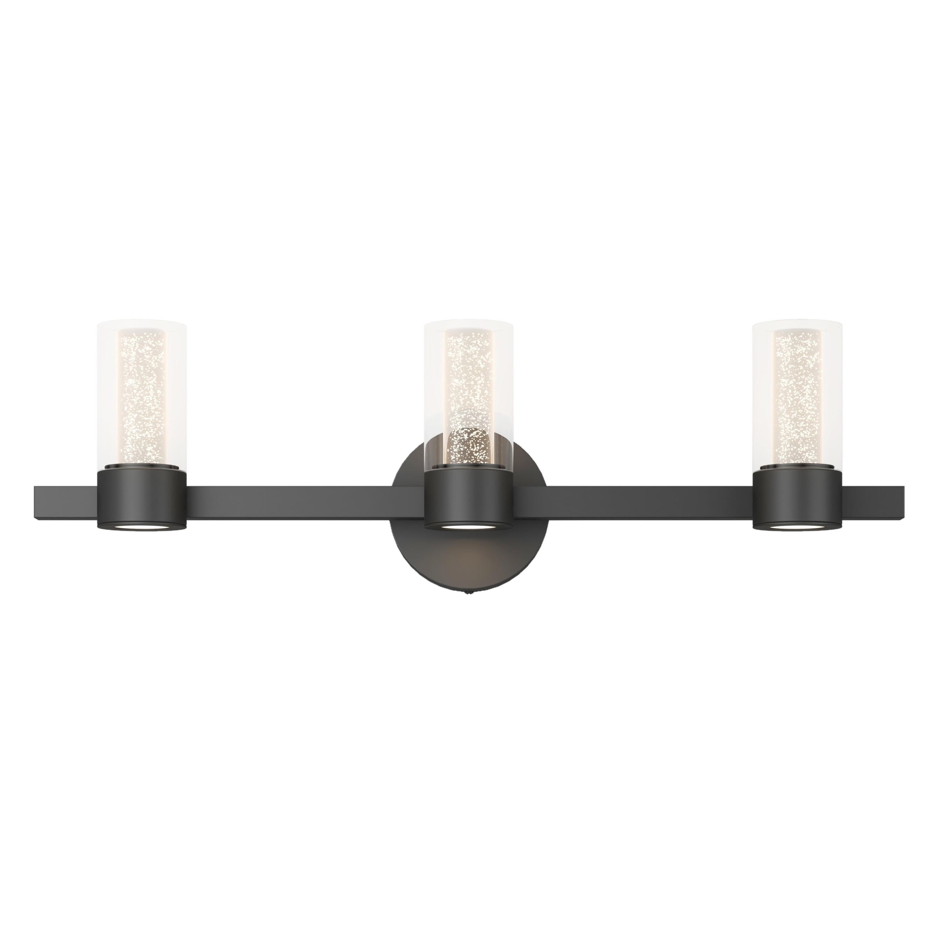 Novello Essence 3-Light Dimmable LED Vanity Light in Black with Clear Glass