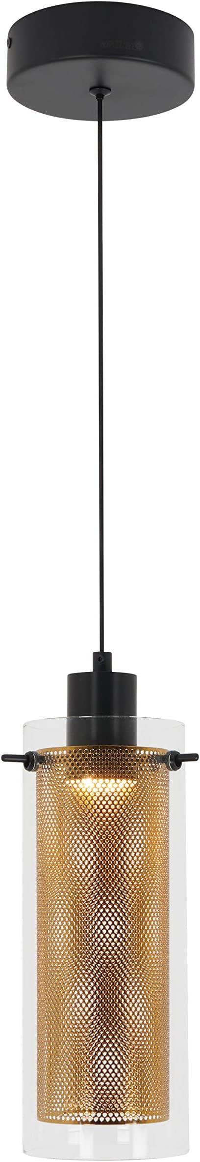 Elegant Matte Black and Gold LED Glass Pendant Light