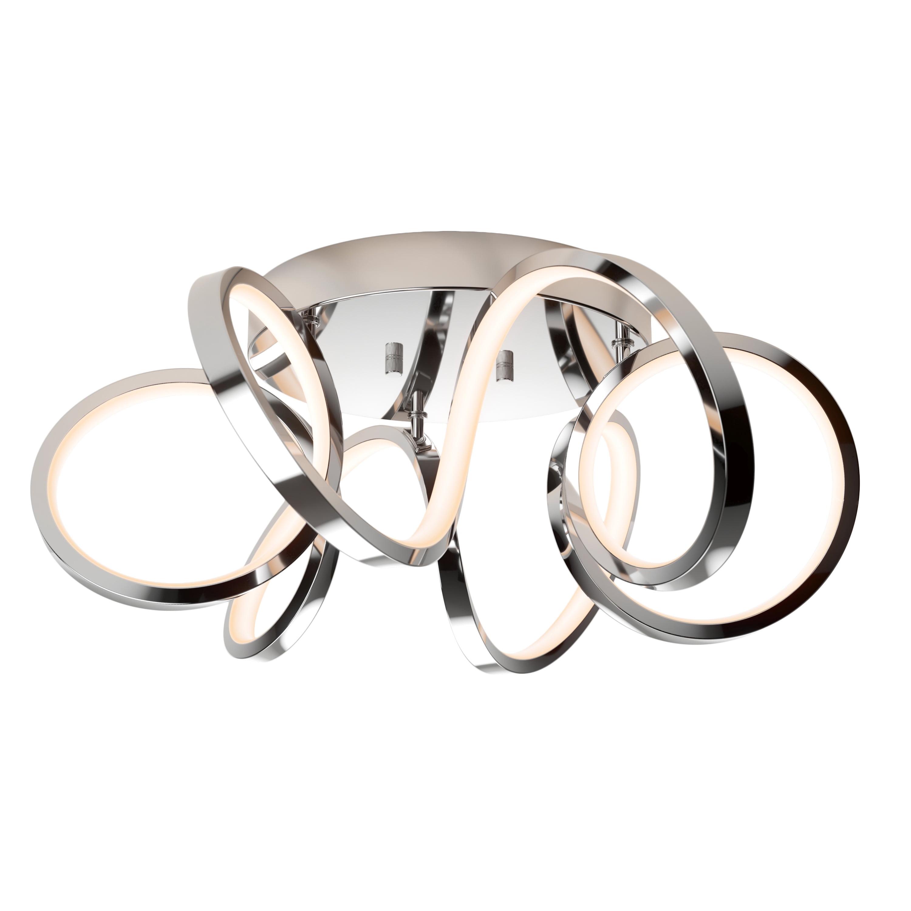 artika Swirl Ribbon 28W LED Modern Flush Mount Ceiling Light Fixture, Chrome Ideal for Bedroom, Hallway, Kitchen - 1800 Lumens 3000 Kelvin, No Bulb Required