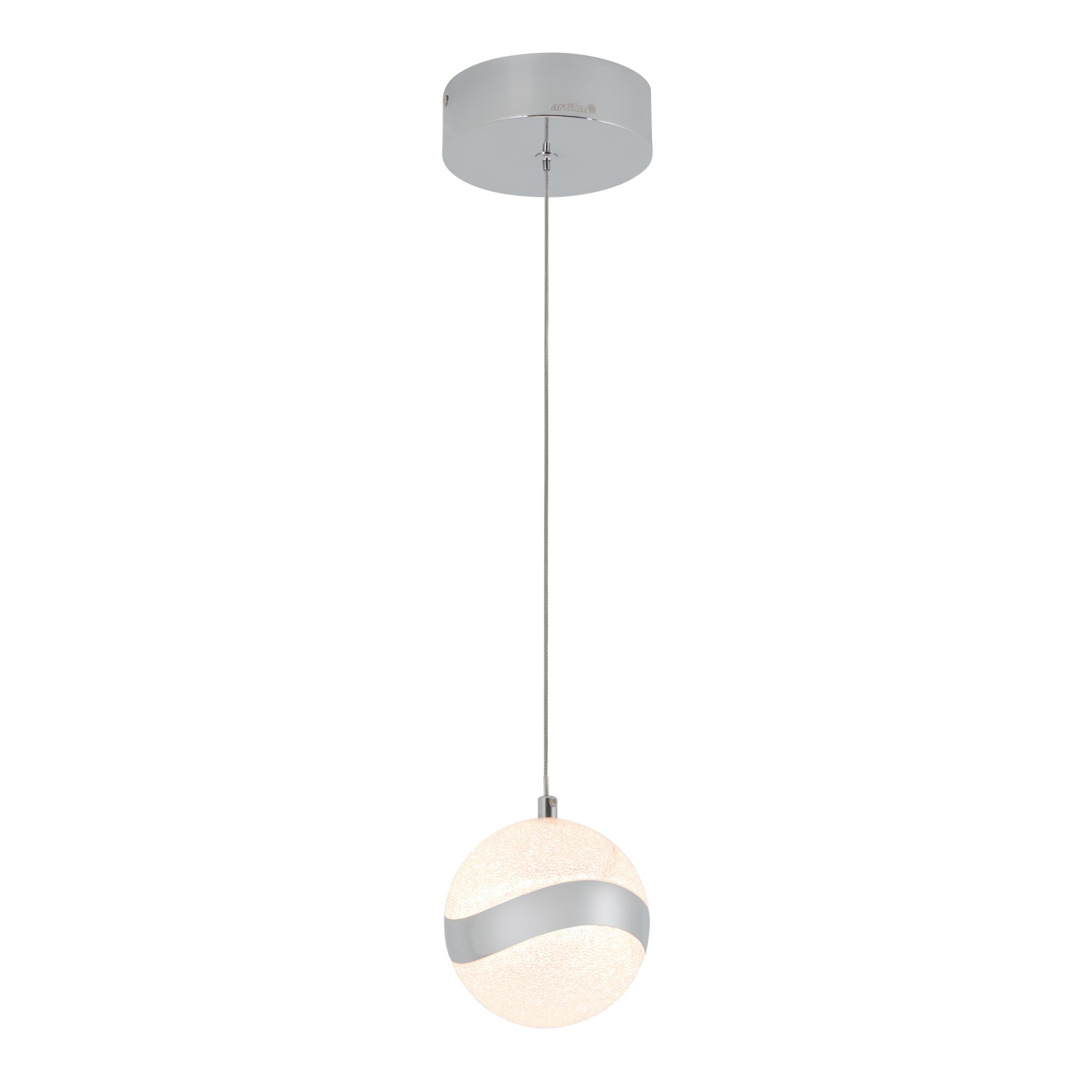 Wavey Chrome Mini Integrated LED Pendant with Glass Diffuser