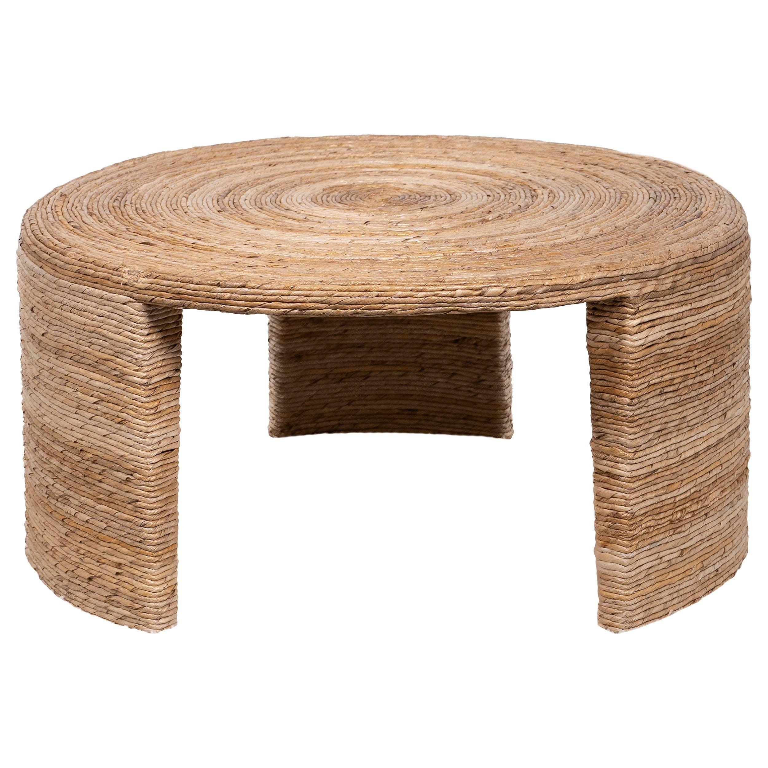 Artina Round Natural Rattan Coastal Coffee Table