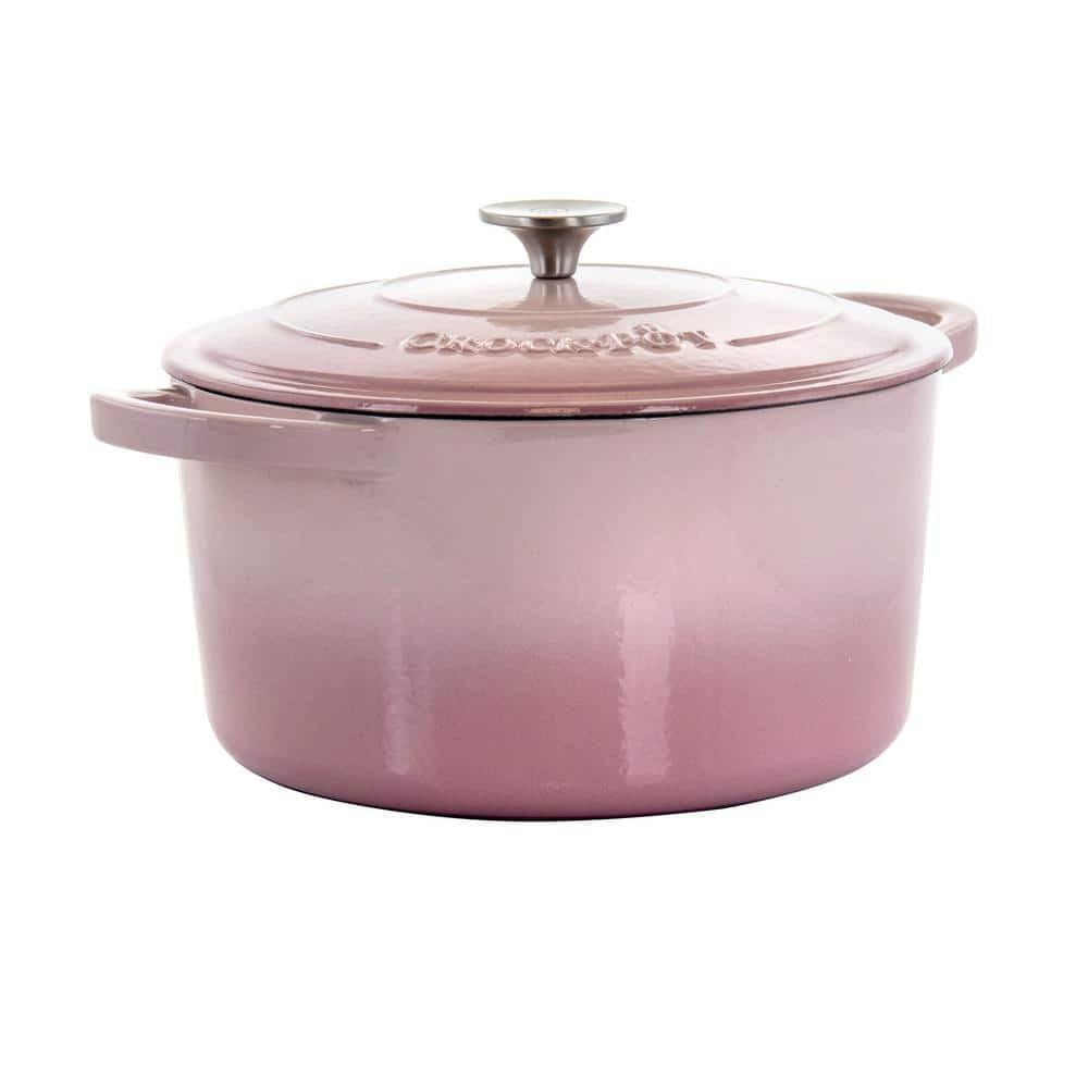 Crock-Pot Artisan 2 Piece 7 Quarts Enamled Cast Iron Dutch Oven In Blush Pink