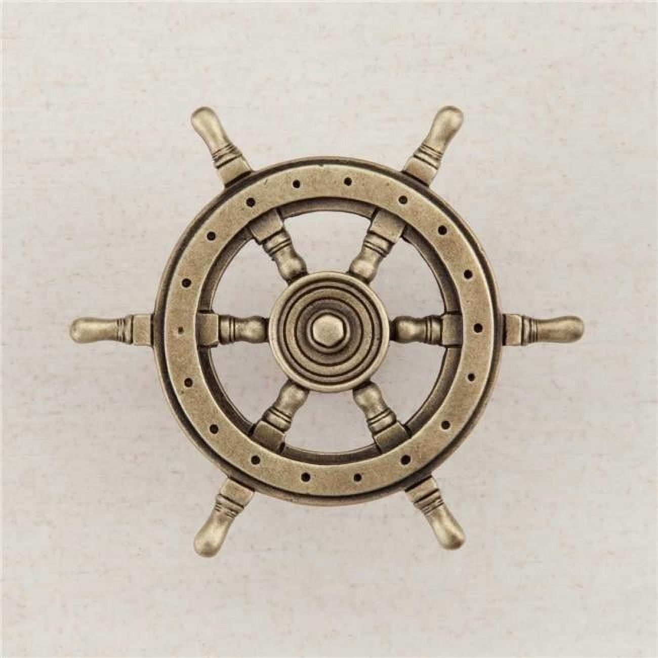 Artisan Collection Ships Wheel Knob, Antique Brass