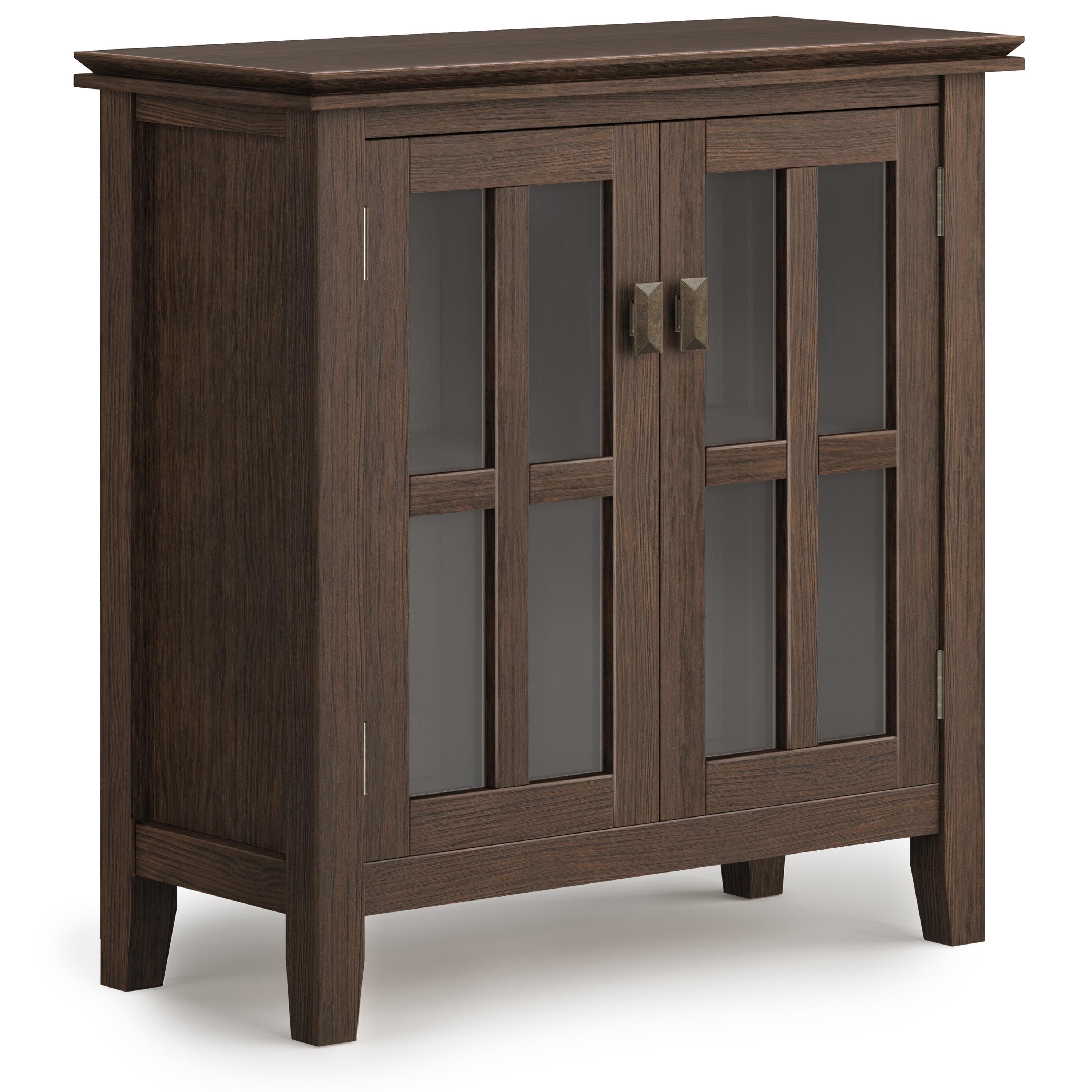 Traditional Artisan Solid Wood Office Storage Cabinet, Farmhouse Brown